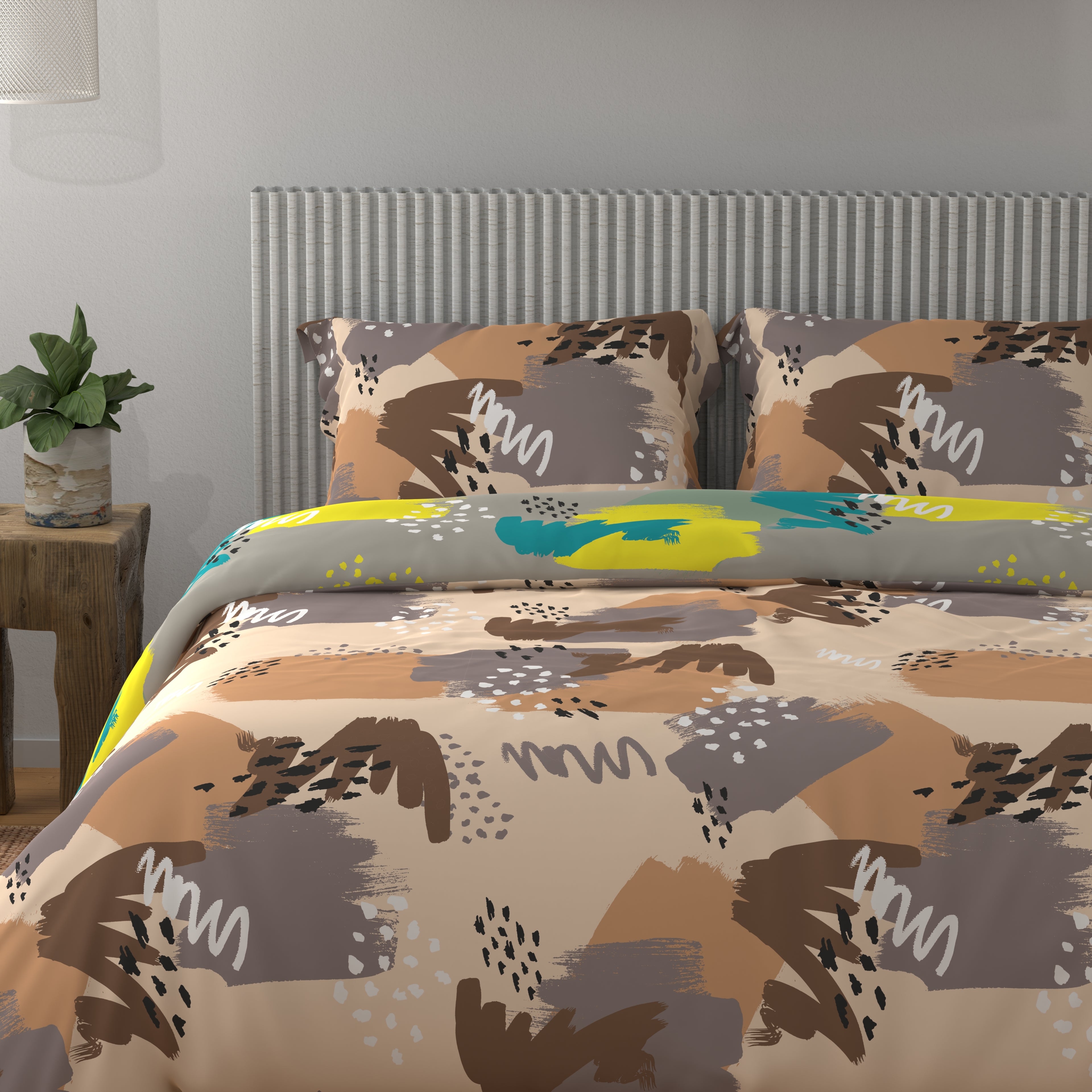 100% Cotton 200 TC Reversible Quilt (250 GSM) - Abstract Brushstrokes