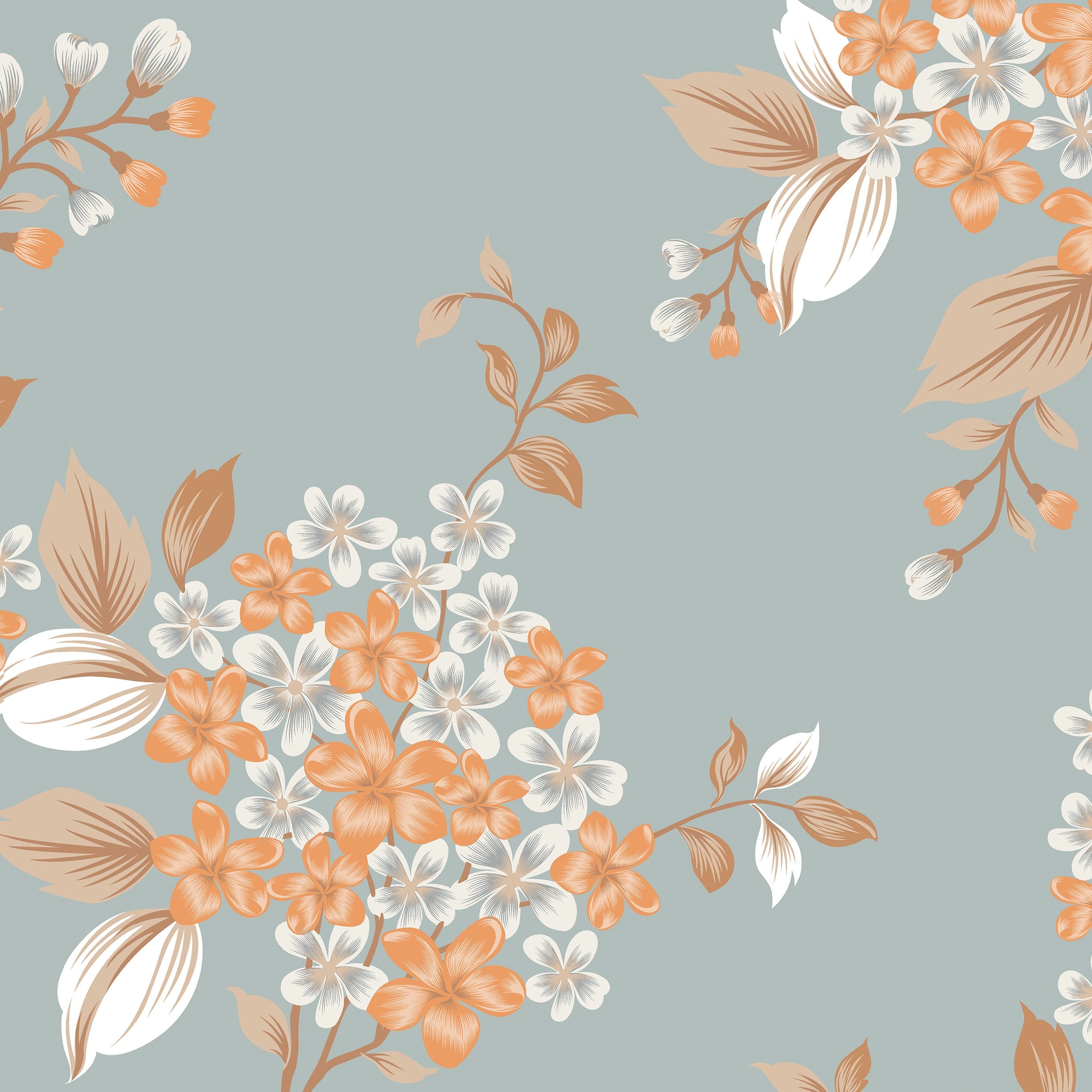 300 TC 100% Pure Cotton Bloom Burst Blue Bedsheet Set