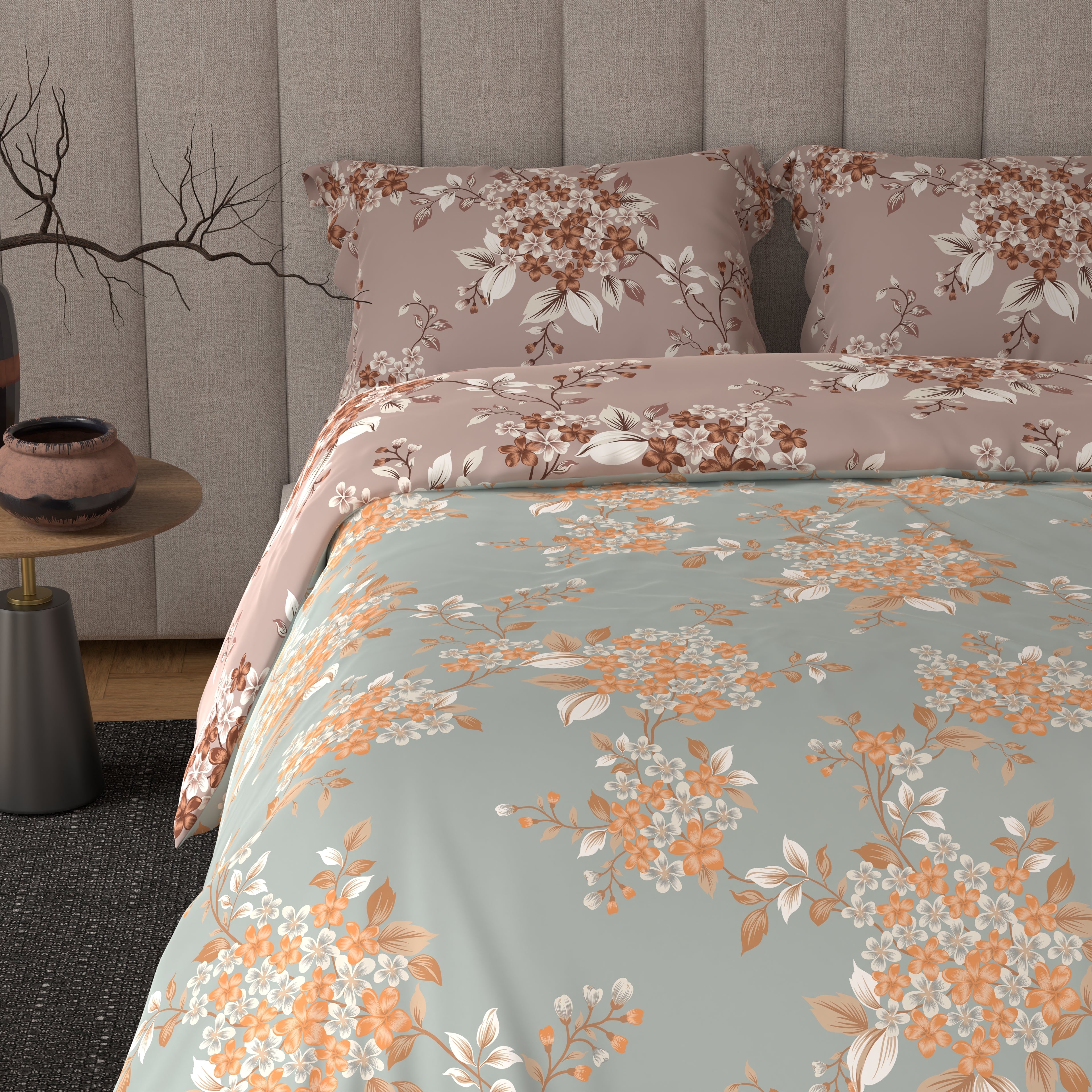 100% Cotton 300 TC Reversible Quilt (250 GSM) - Bloom Burst