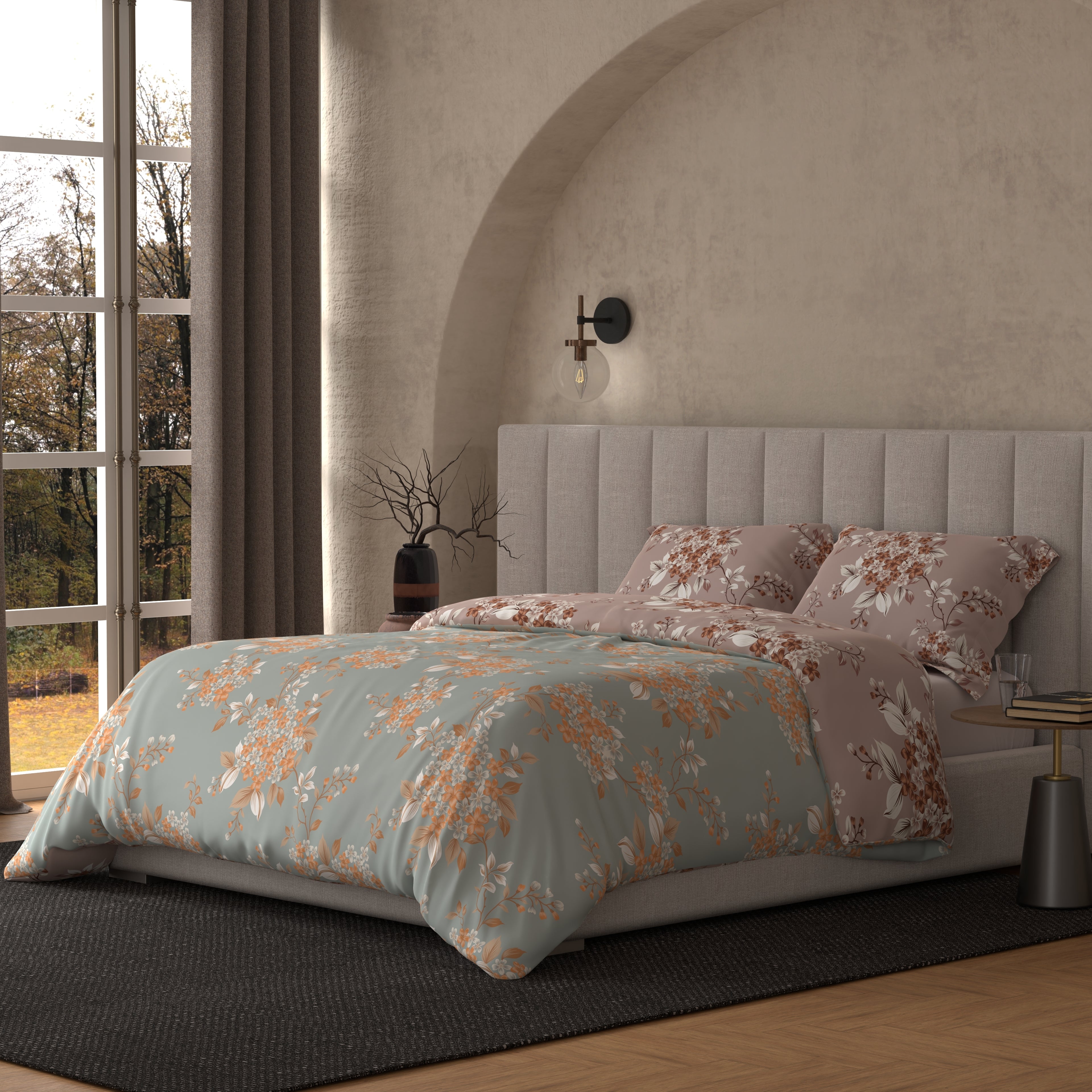 100% Cotton 300 TC Reversible Quilt (250 GSM) - Bloom Burst