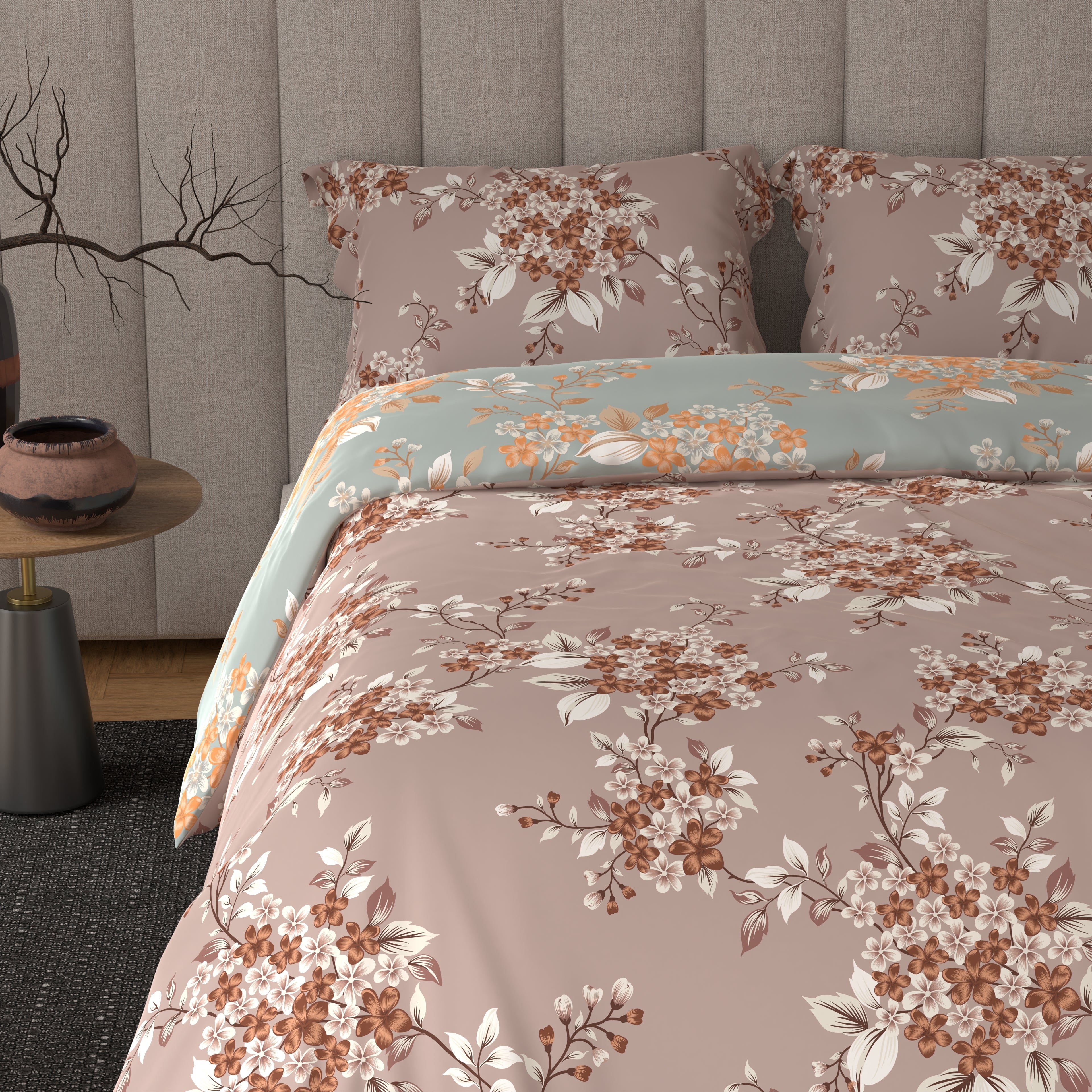 100% Cotton 300 TC Reversible Quilt (250 GSM) - Bloom Burst