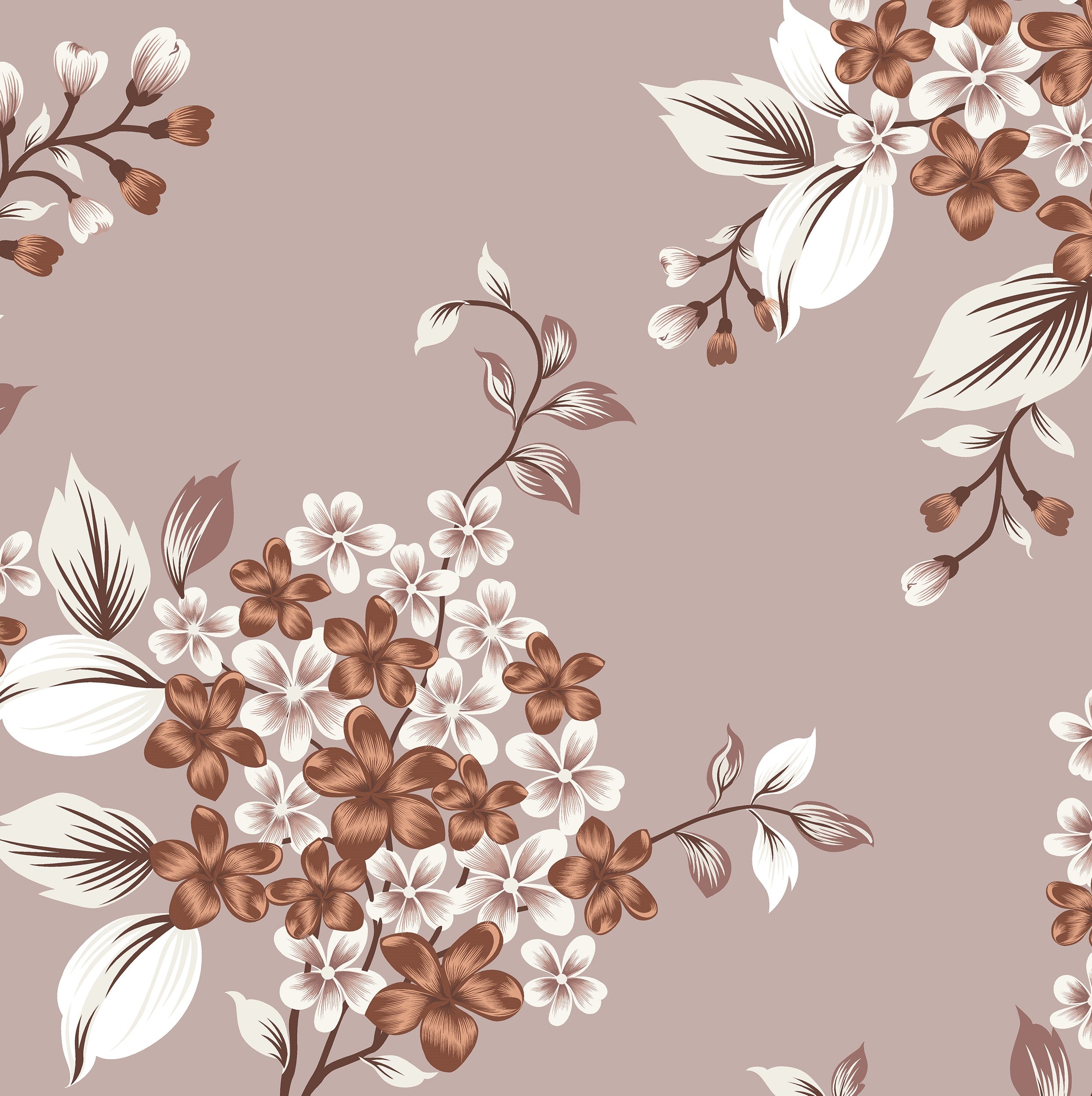 300 TC 100% Pure Cotton Bloom Burst Brown Bedsheet Set