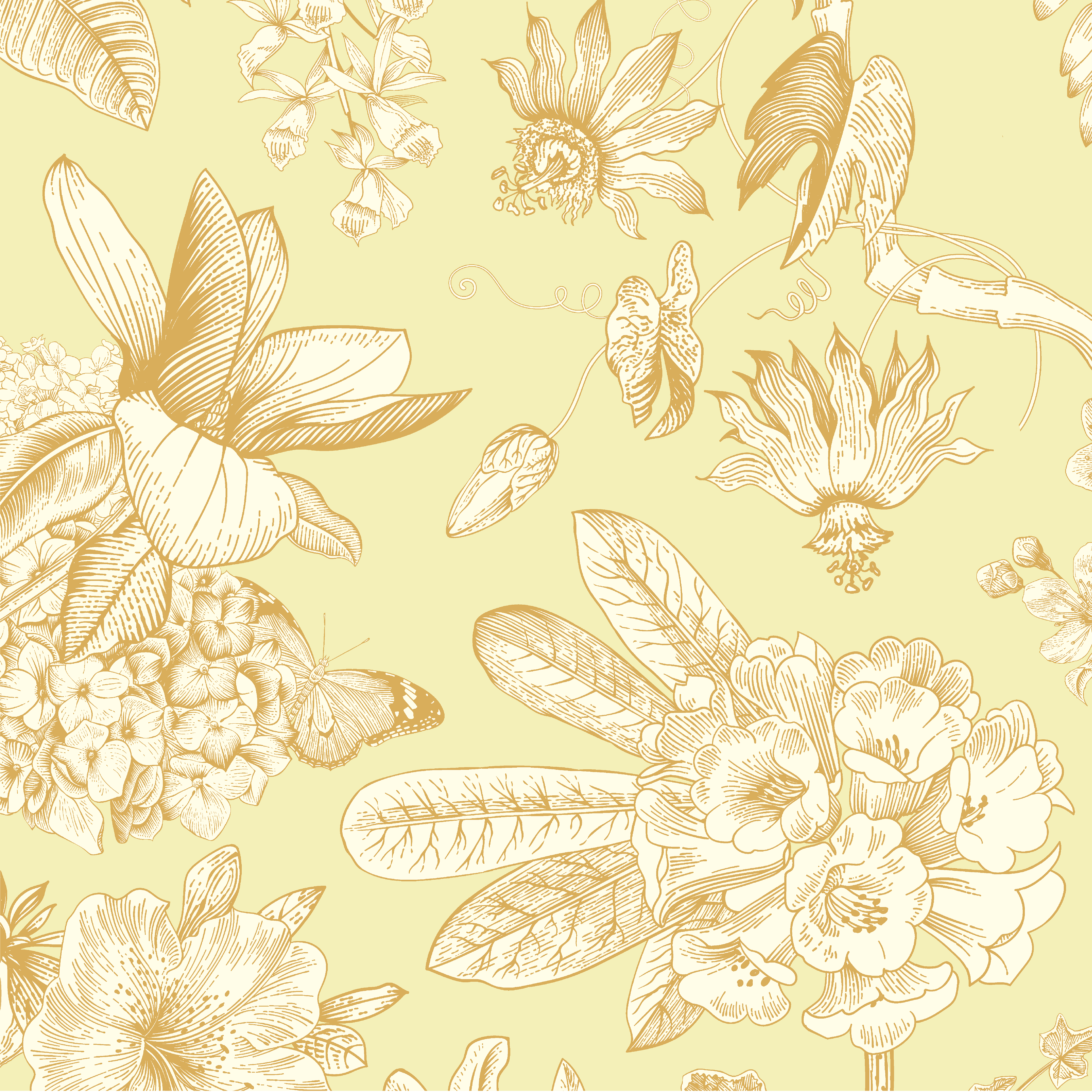 300 TC 100% Pure Cotton Botanic Bliss Yellow Bedsheet Set