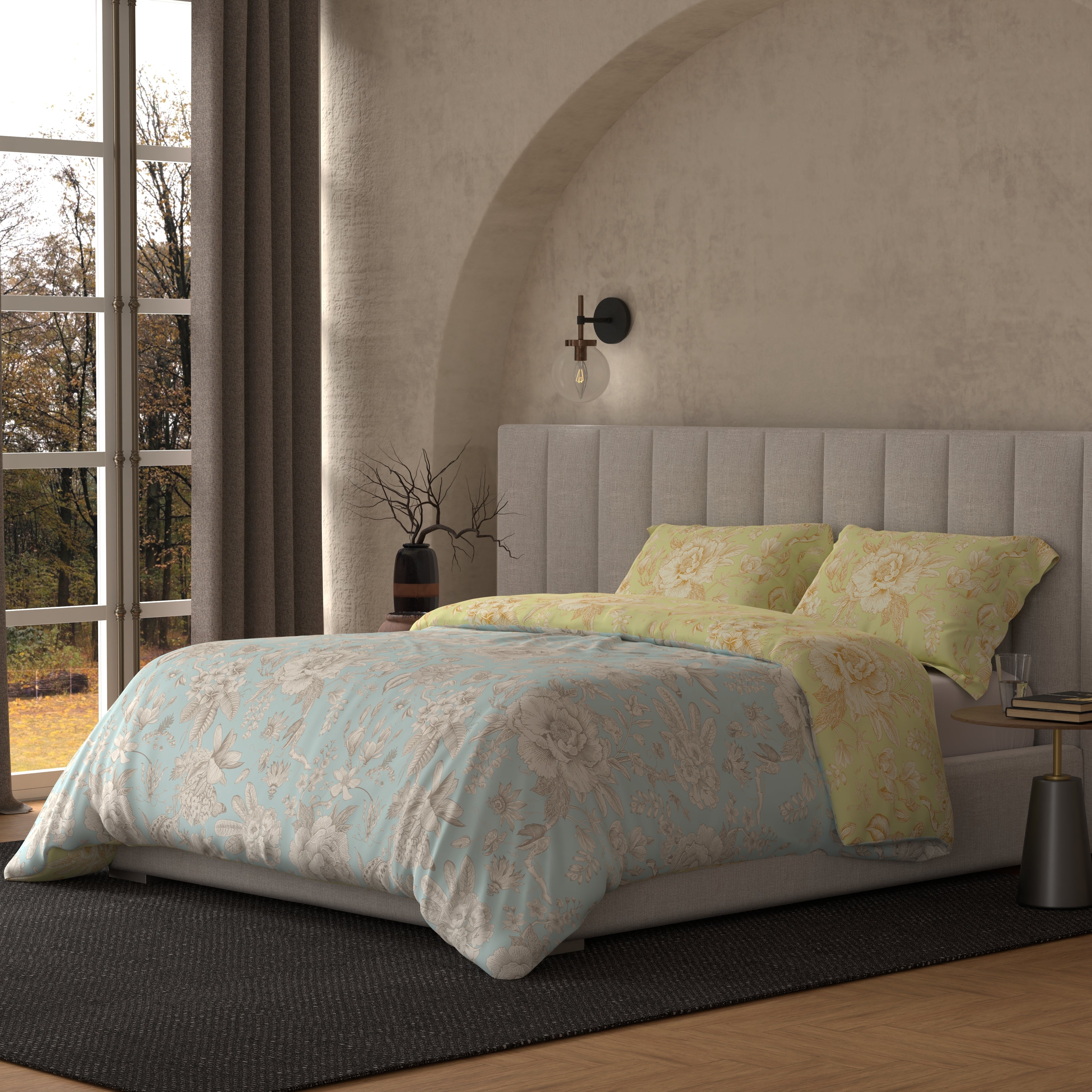 100% Cotton 300 TC Reversible Quilt (250 GSM) - Botanic Bliss