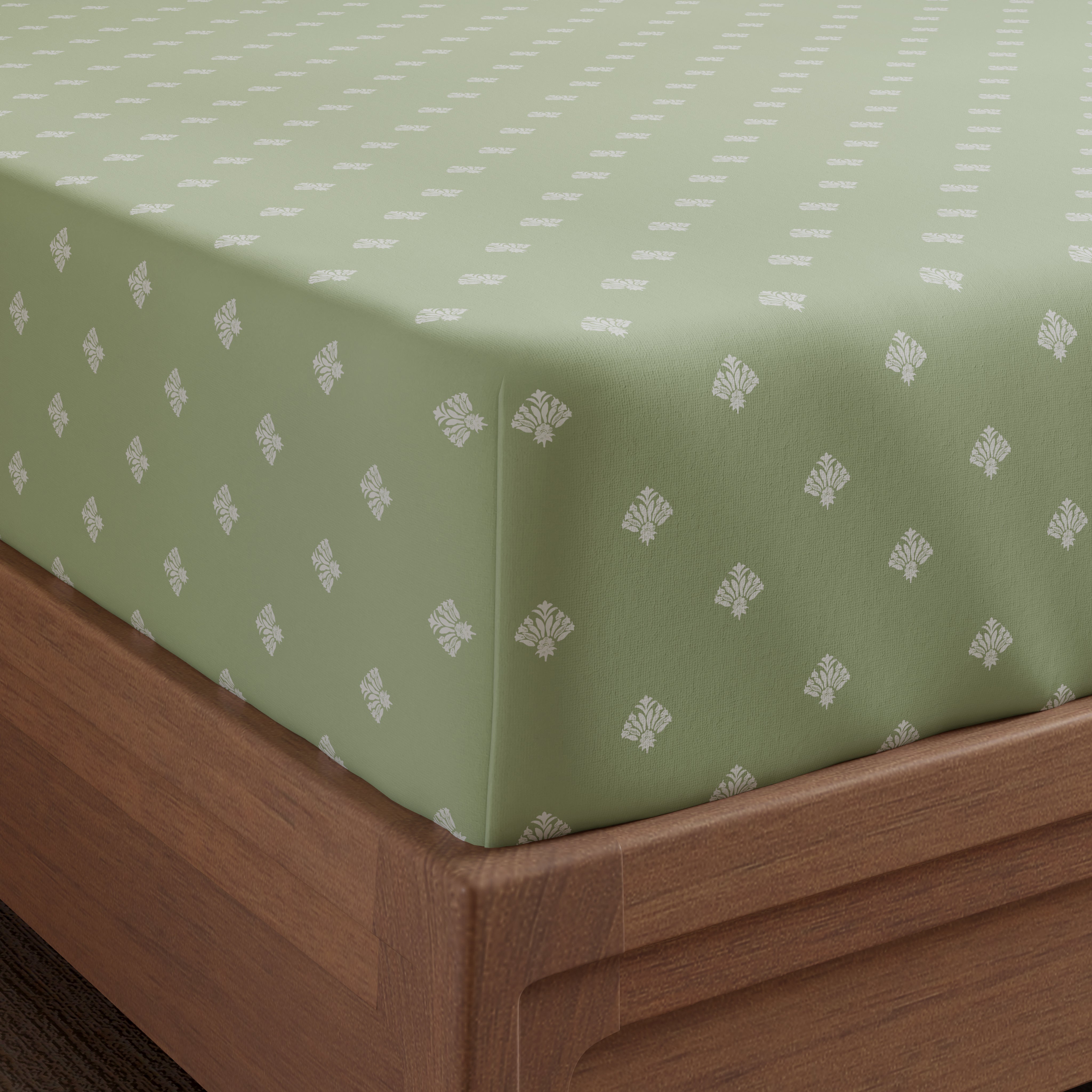 Swaas 100% Pure Cotton Anika 200 TC Fitted Sheet Set - Green