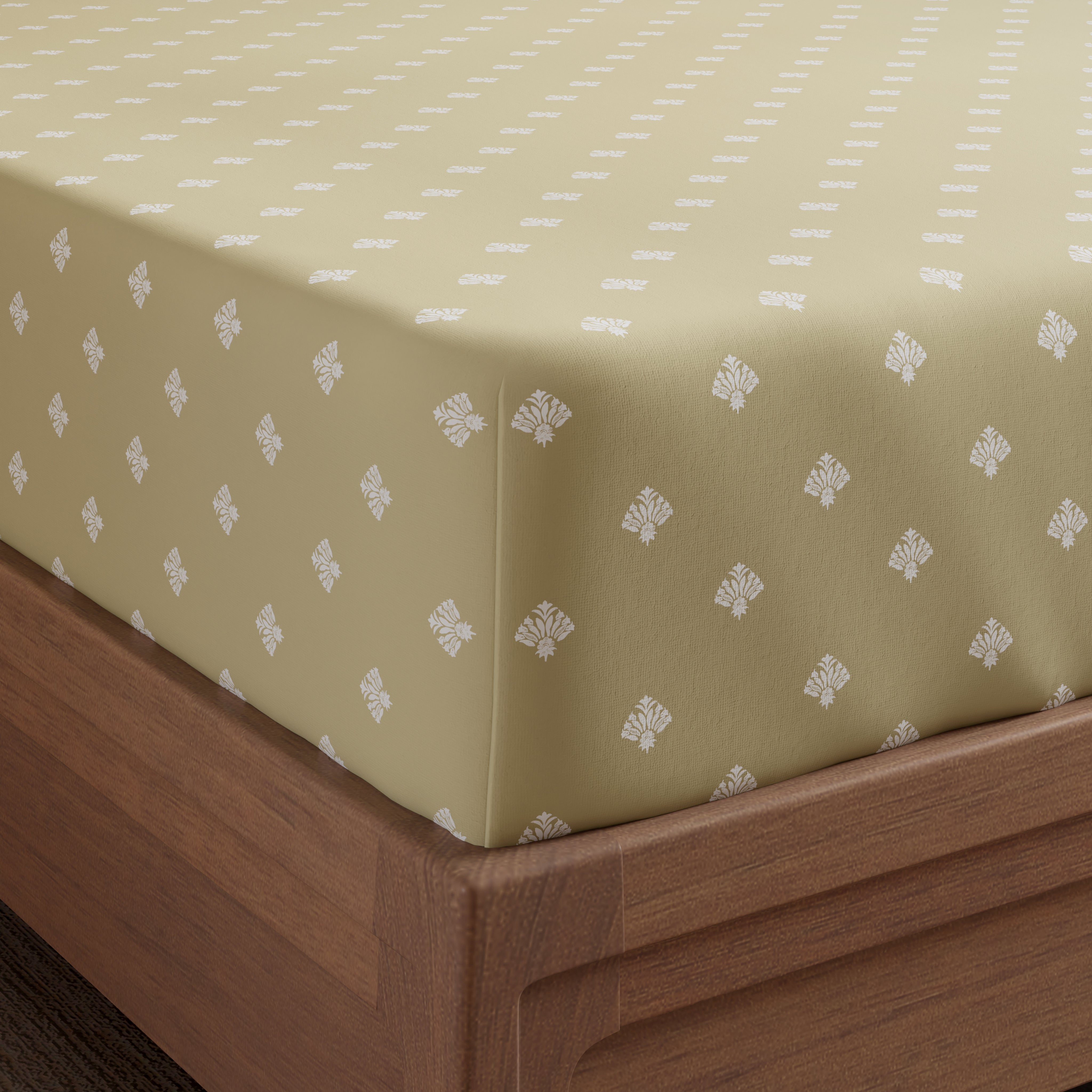 Swaas 100% Pure Cotton Anika 200 TC Fitted Sheet Set - Latte