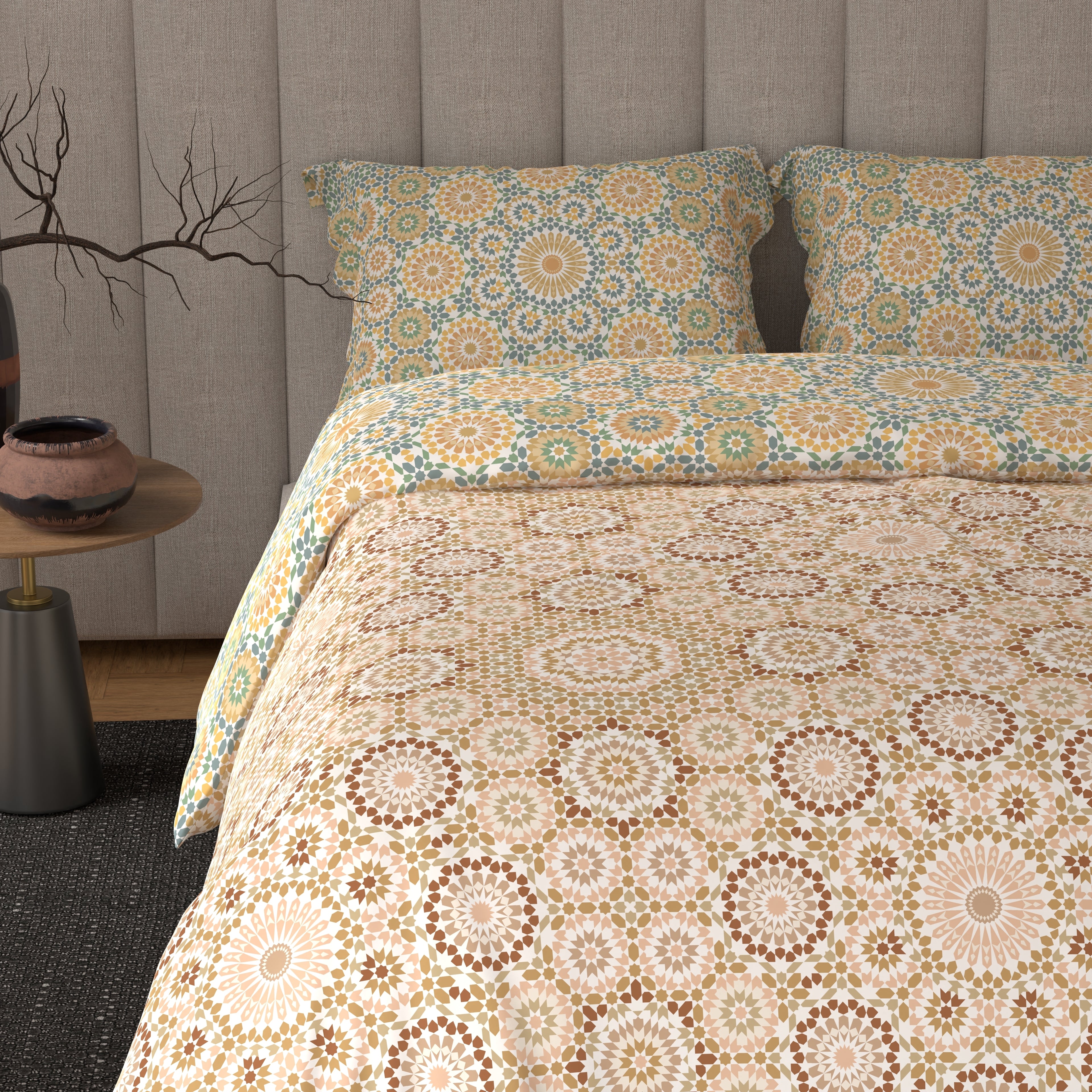 100% Cotton 300 TC Reversible Quilt (250 GSM) - Circular Serenade