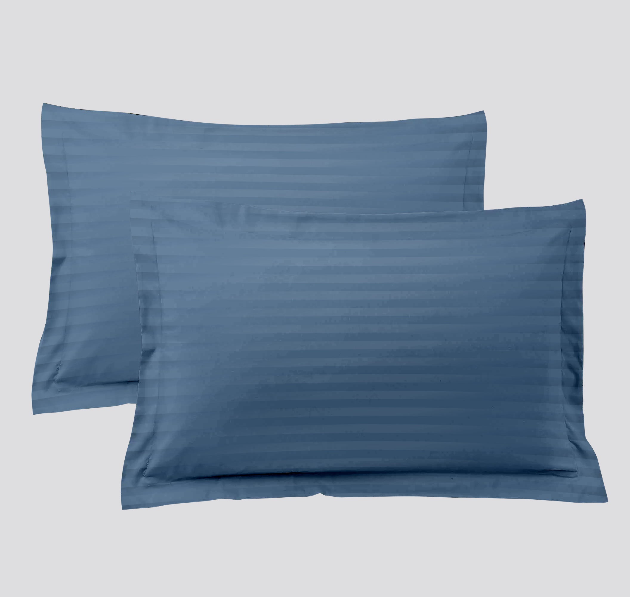 Cotton 6mm Stripes Coronet Blue Bedsheet Set- 100% Pure Cotton