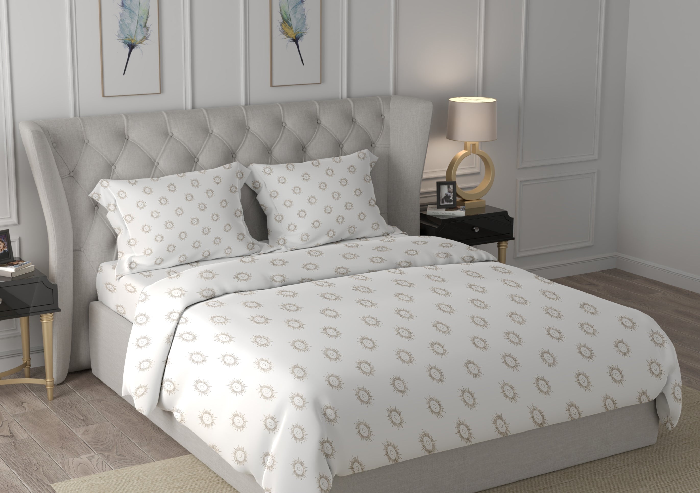 Swaas Cotton Eucalyptus Sun Burst Light Brown Bedsheet Set