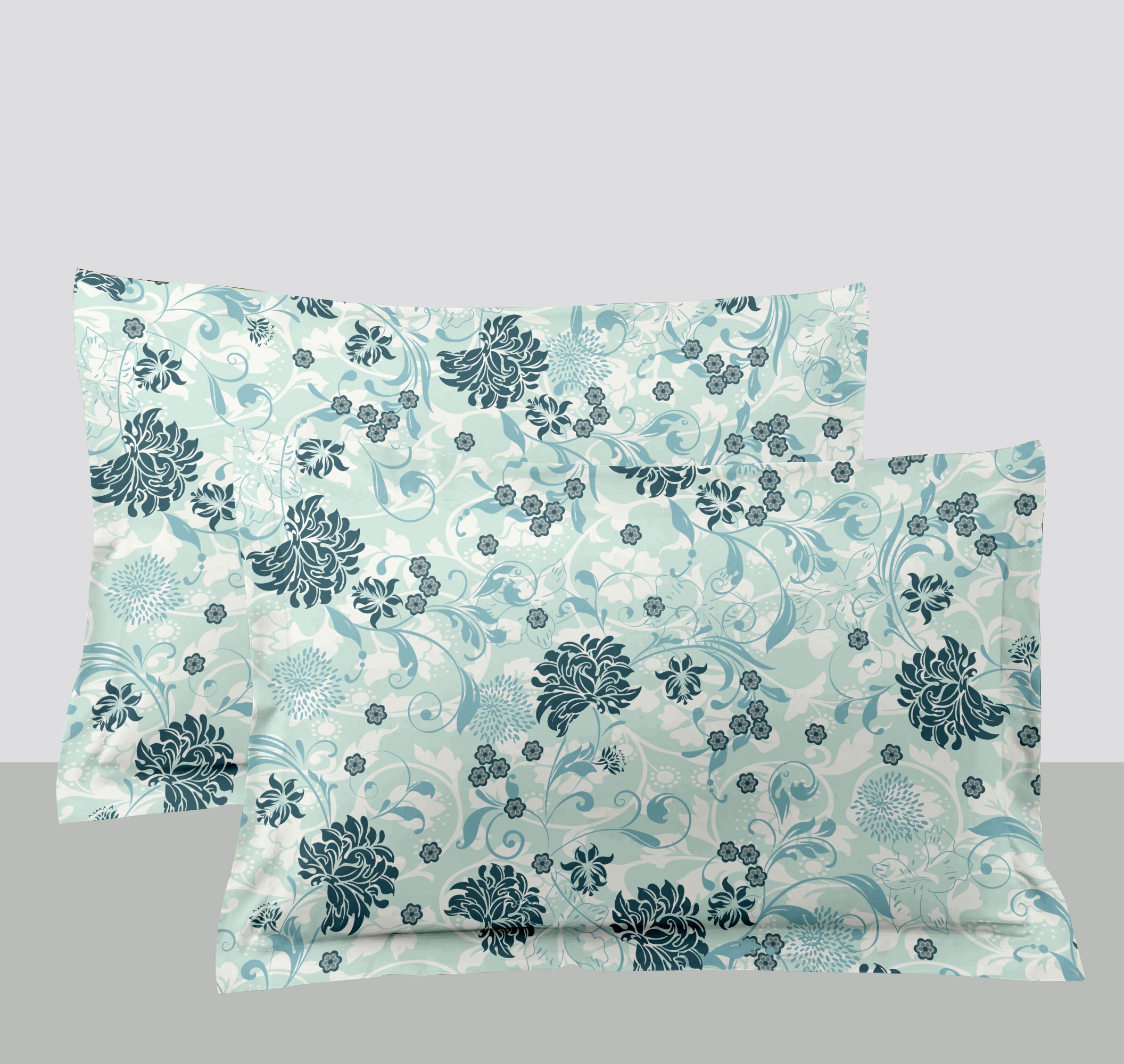 Swaas 100% Pure Cotton Pure Blossom Blue Bedsheet Set