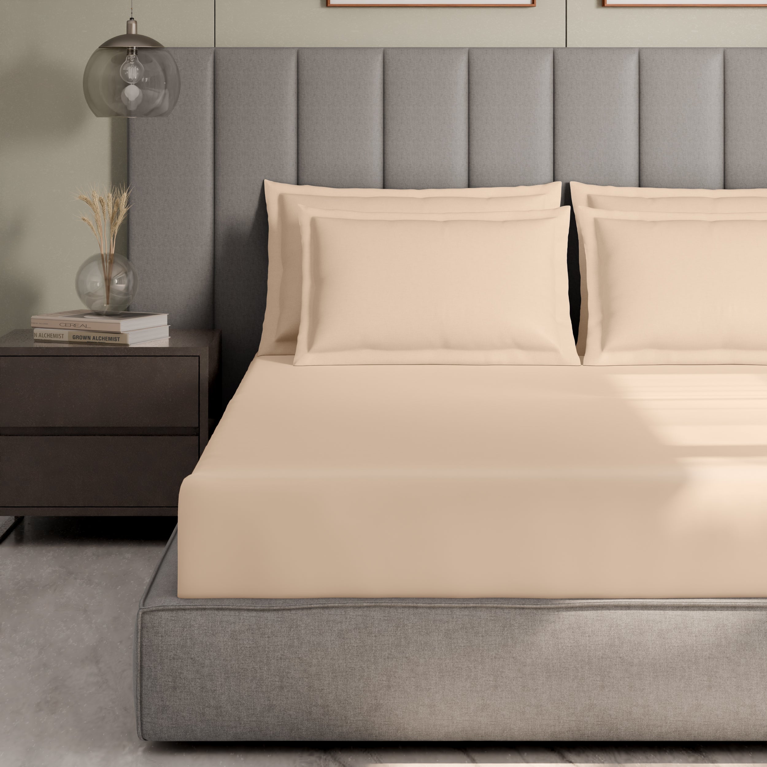 Swaas 100% Pure Cotton 600TC Fitted Sheet Set - Pale Dogwood