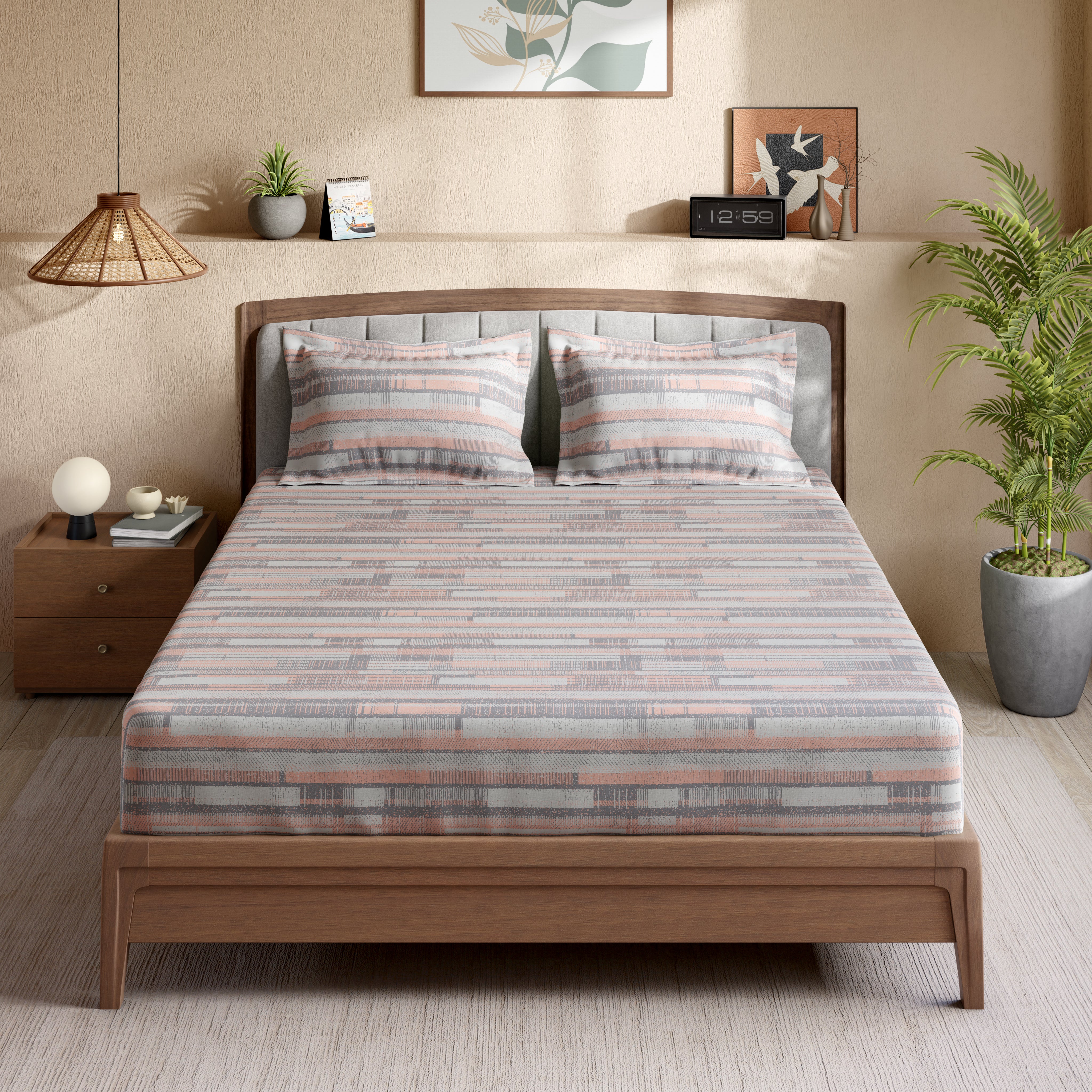 Swaas 100% Pure Cotton Wazo 200 TC Fitted Sheet Set - Slate Grey