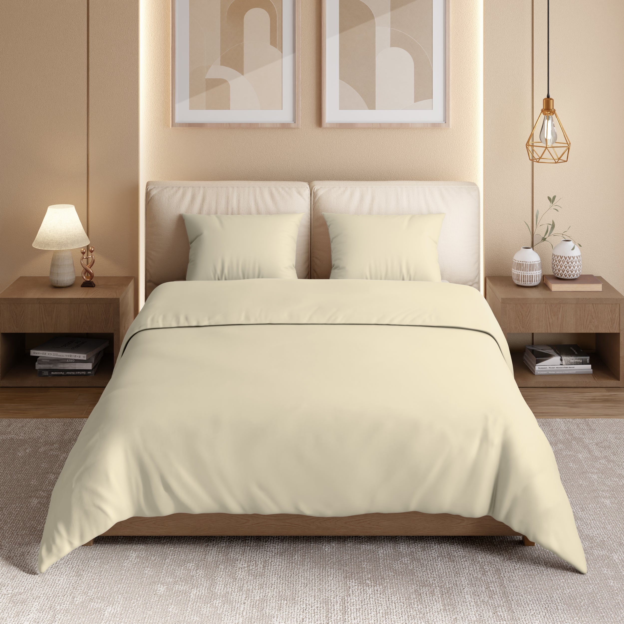 Swaas 100% Pure Cotton 600TC Bedsheet Set - Butter Cream