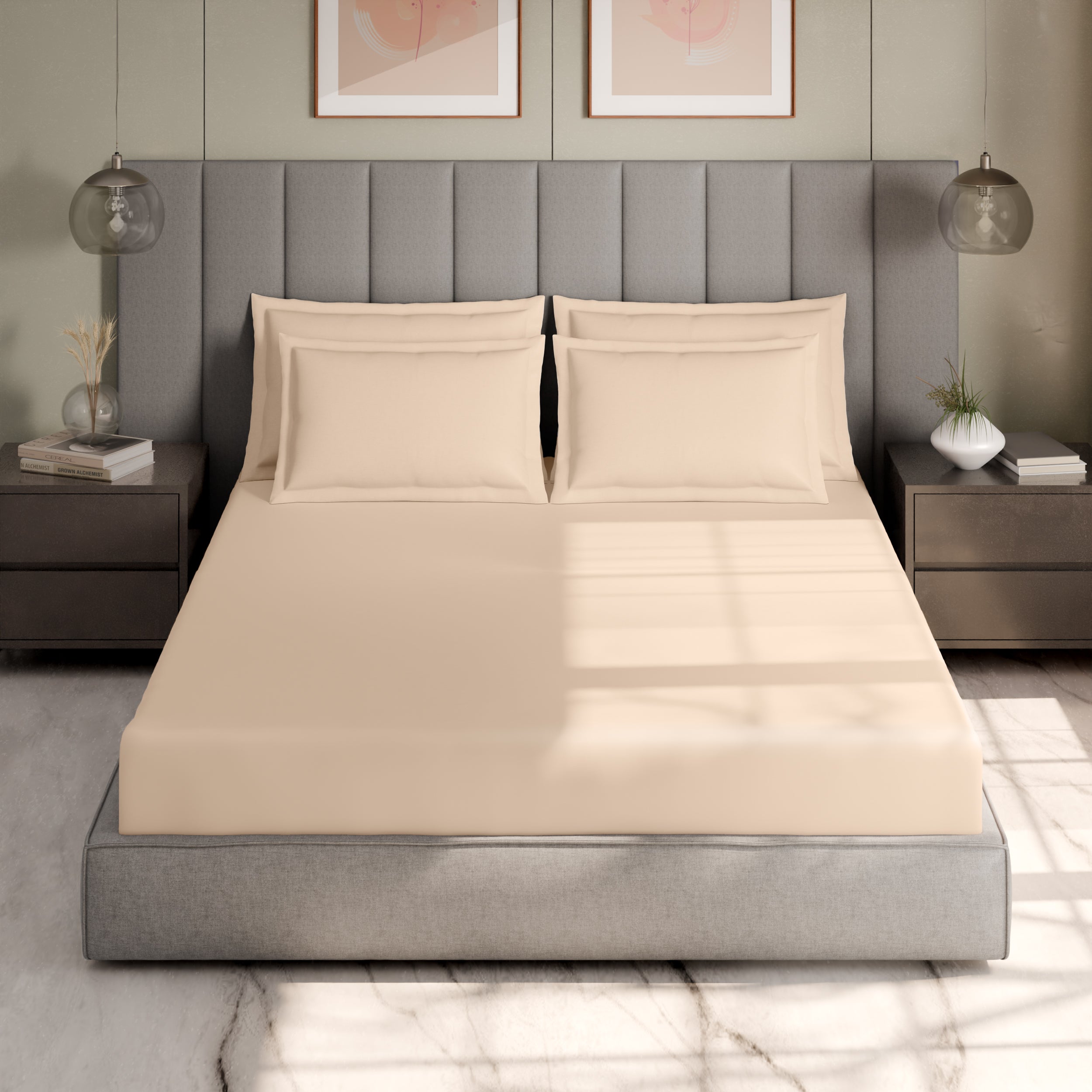 Swaas 100% Pure Cotton 600TC Fitted Sheet Set - Pale Dogwood