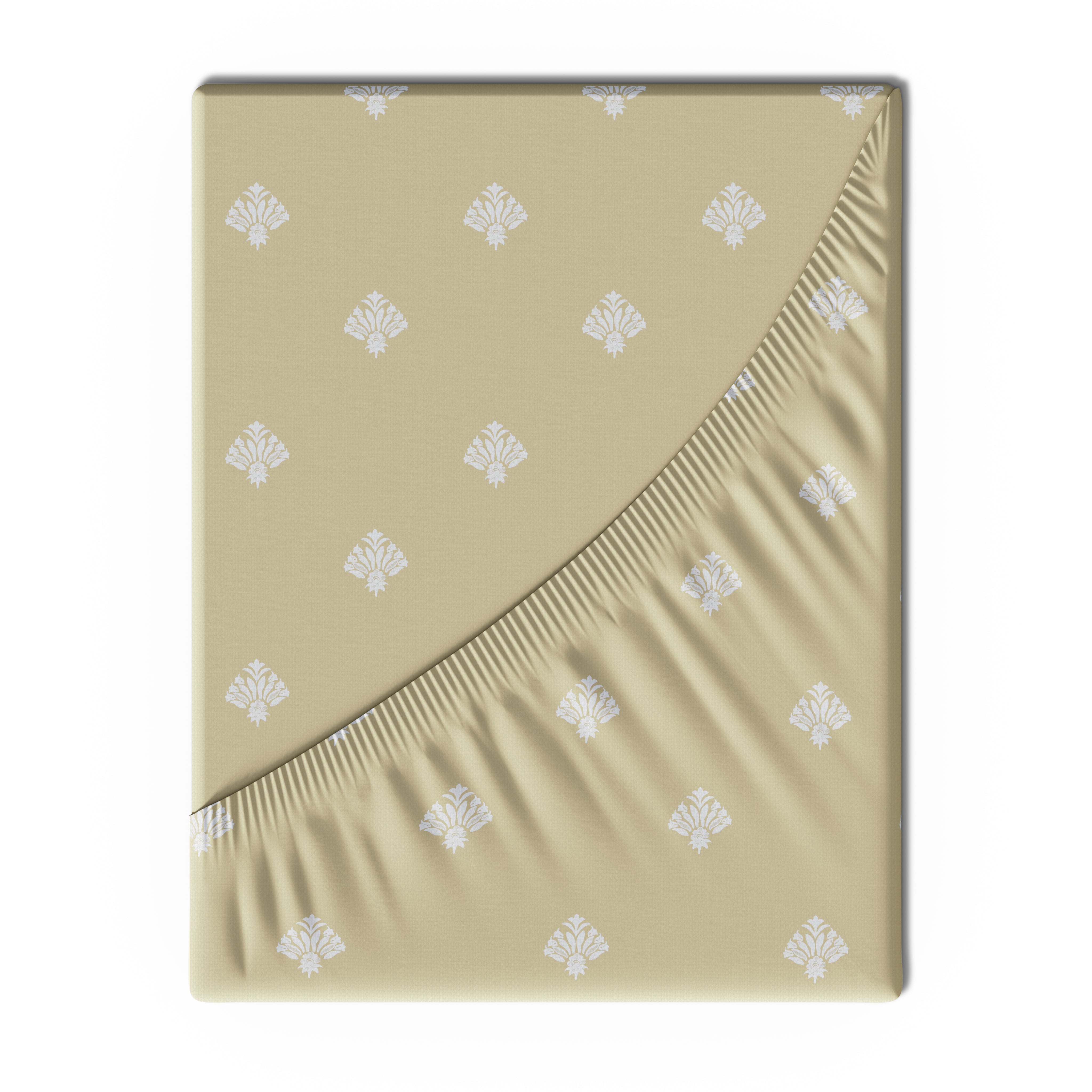 Swaas 100% Pure Cotton Anika 200 TC Fitted Sheet Set - Latte