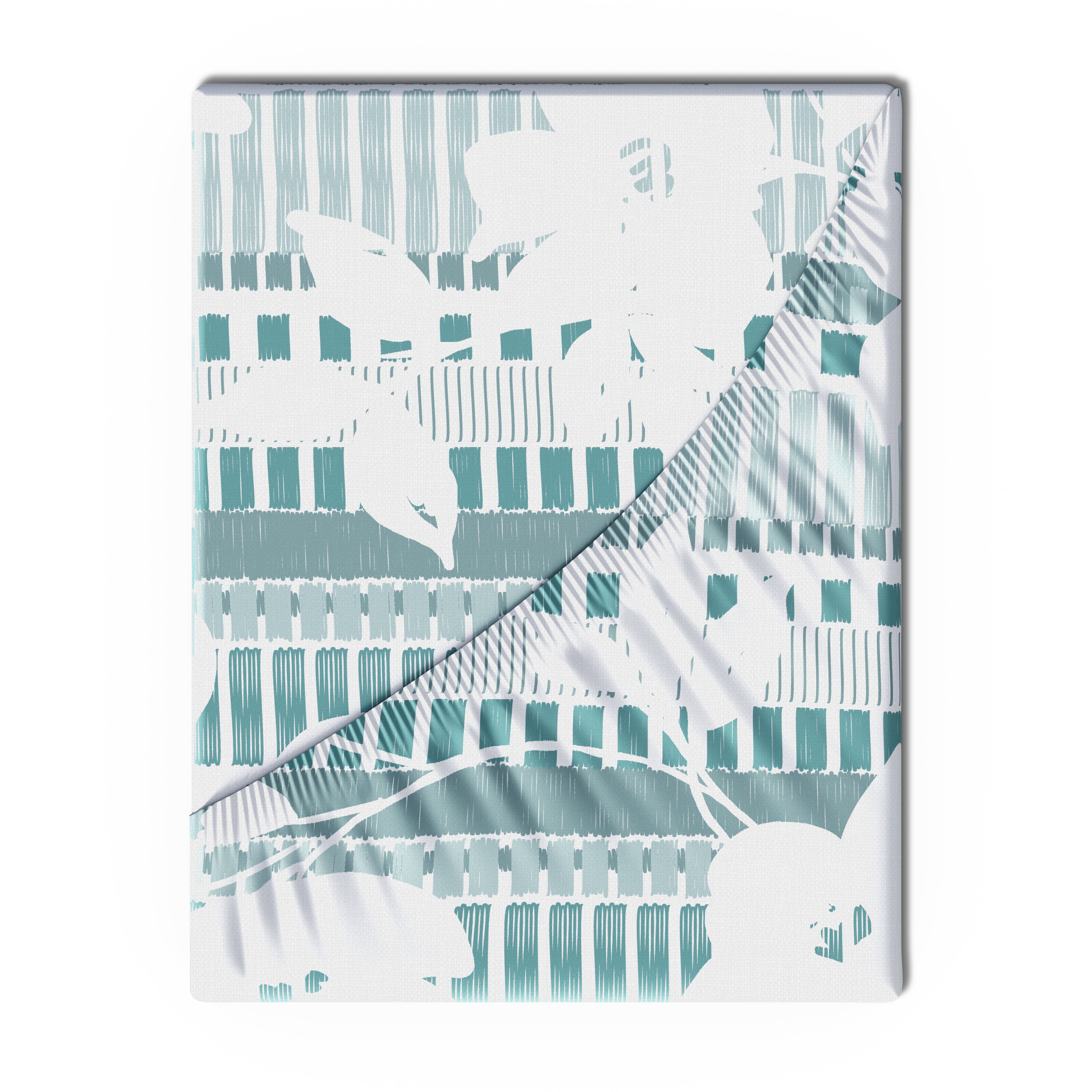 Swaas 100% Pure Cotton Linea Bloom 200 TC Fitted Sheet Set - Jade