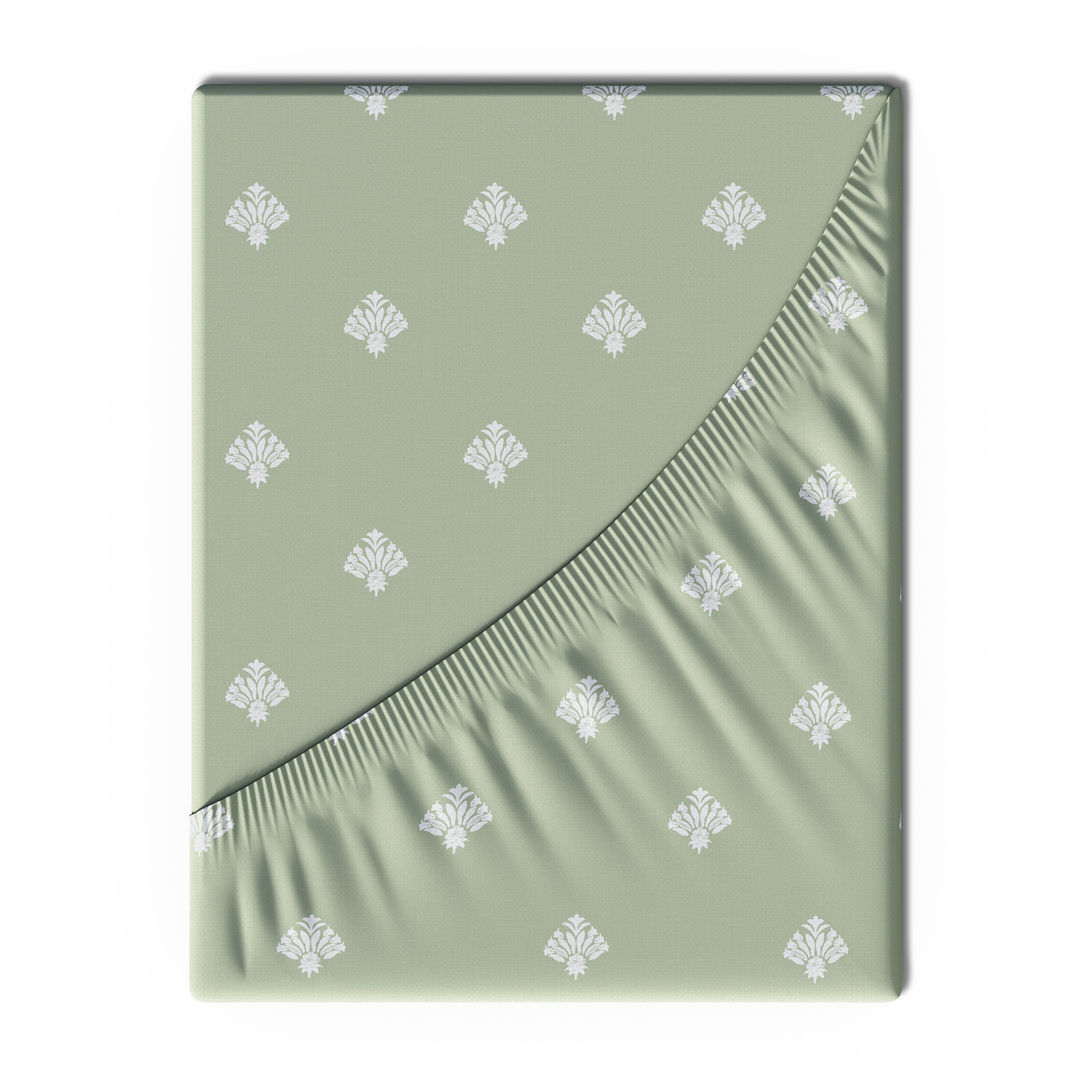 Swaas 100% Pure Cotton Anika 200 TC Fitted Sheet Set - Green