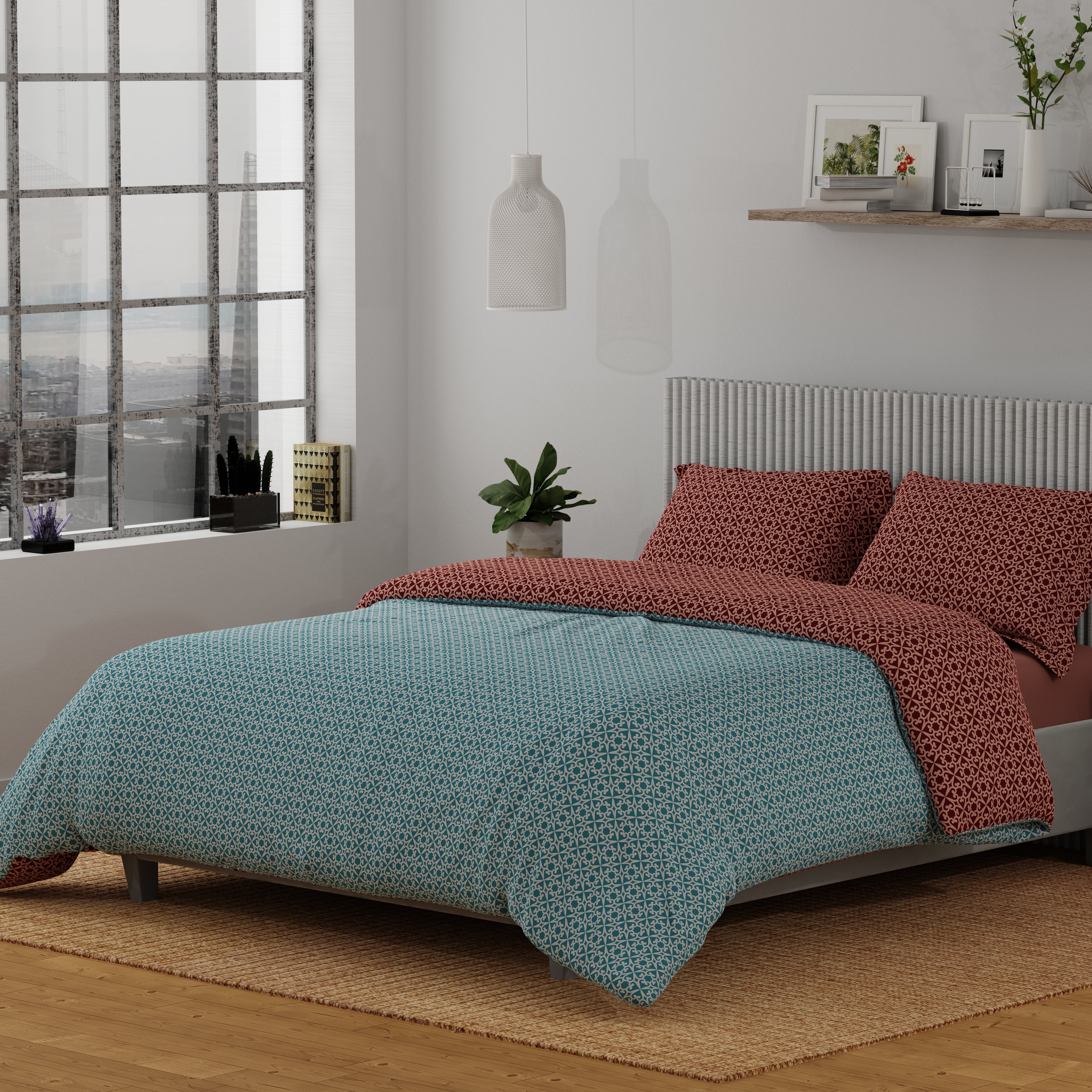 100% Cotton 200 TC Reversible Quilt (250 GSM) - Floraline Dynamics