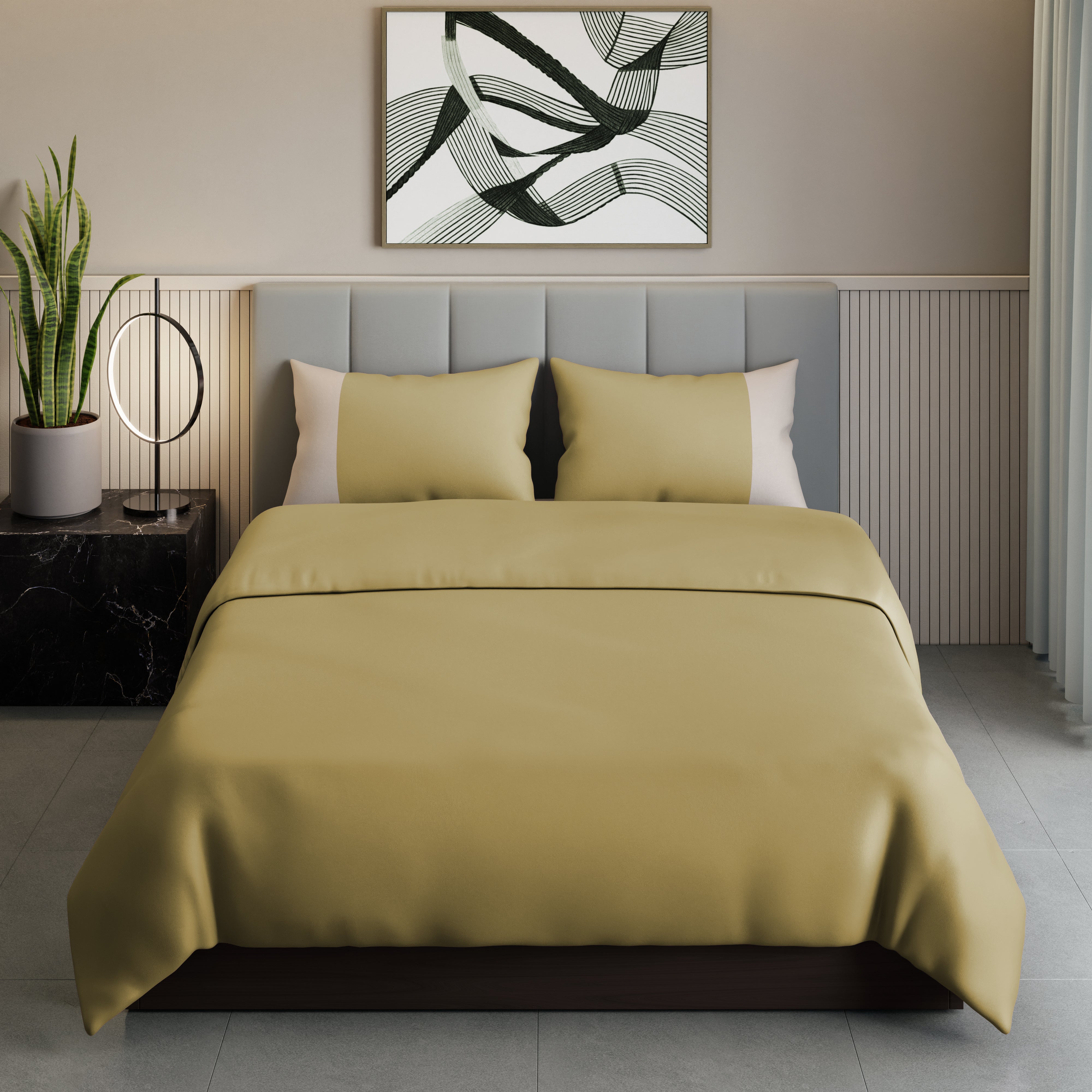300 TC 100% Cotton - Khaki Bedsheet Set