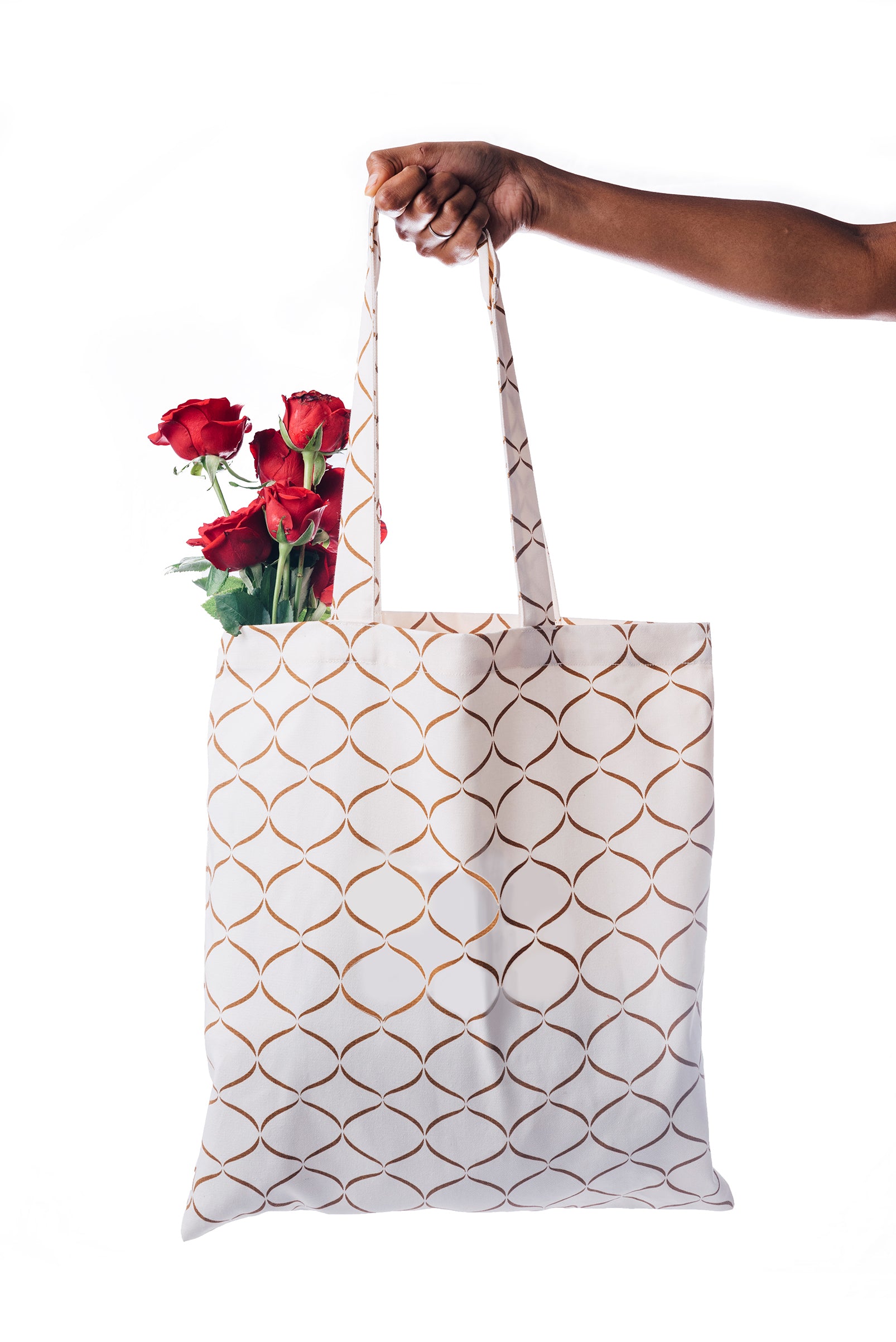 Splash-Proof Brown/Cream Tote Bag for Women, 100% Cotton