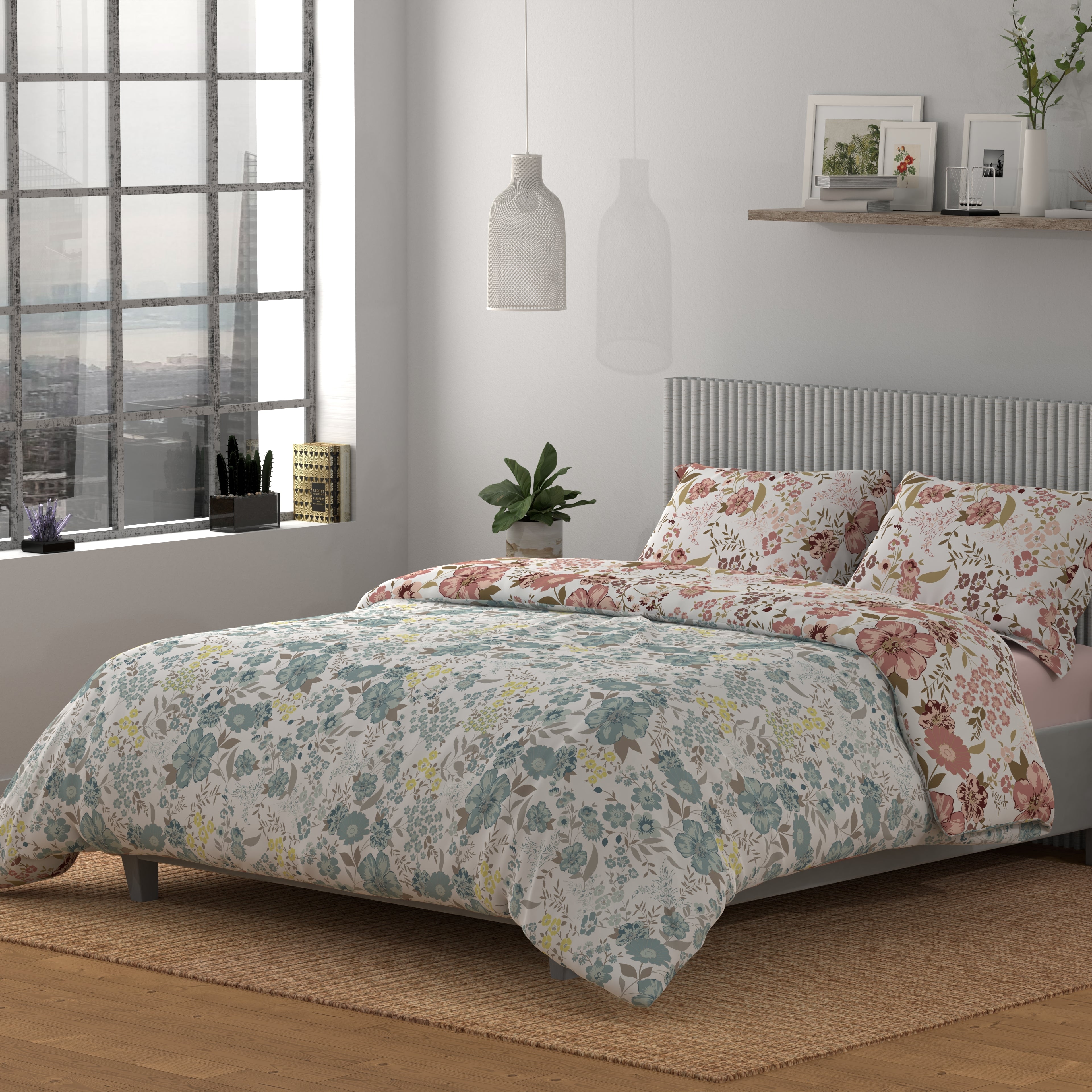 100% Cotton 200 TC Reversible Quilt (250GSM) - Garden Gala