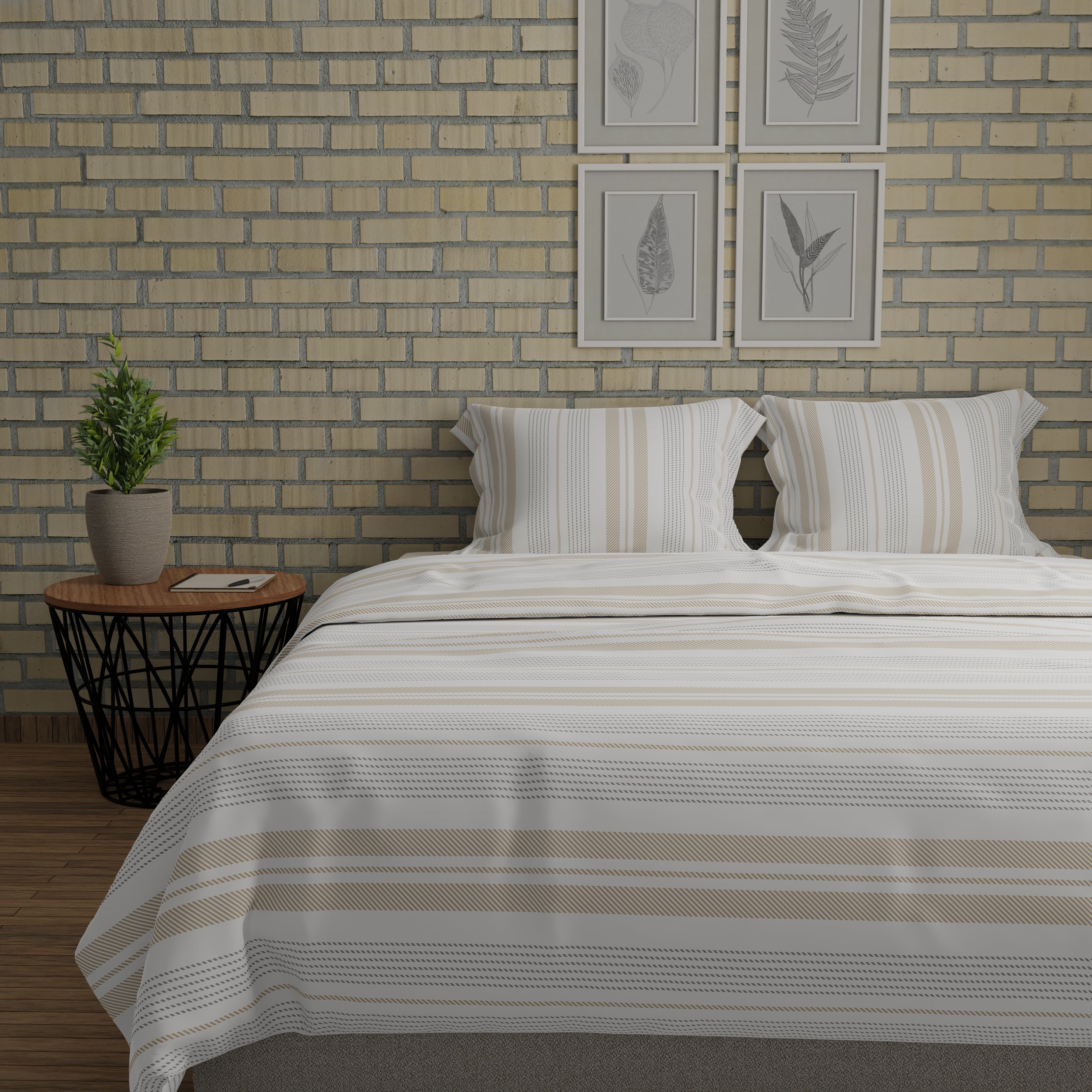 200 TC 100% Pure Cotton Horizon Harmony Brown Bedsheet Set