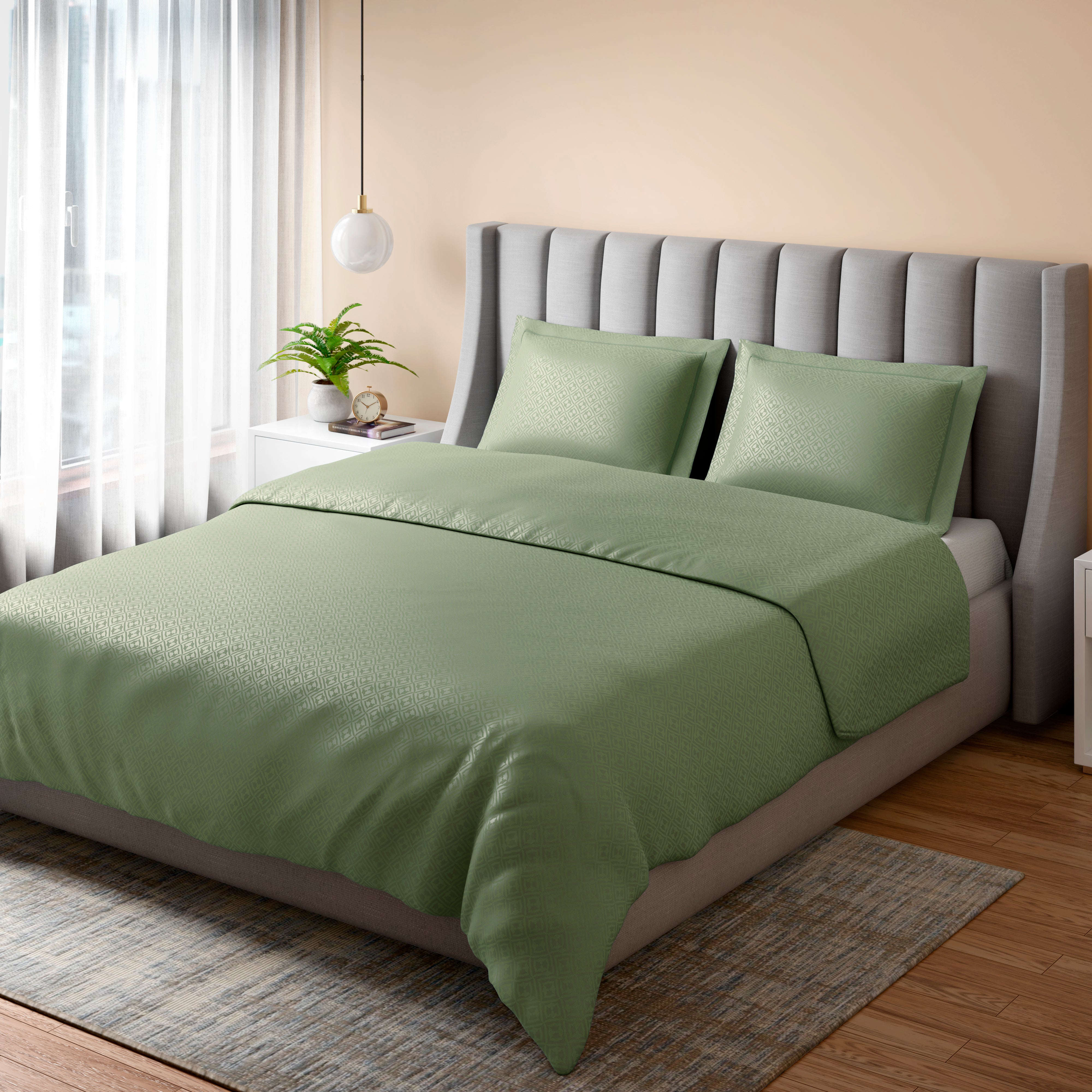 400 TC 100% Cotton Mizo Green Bedsheet Set