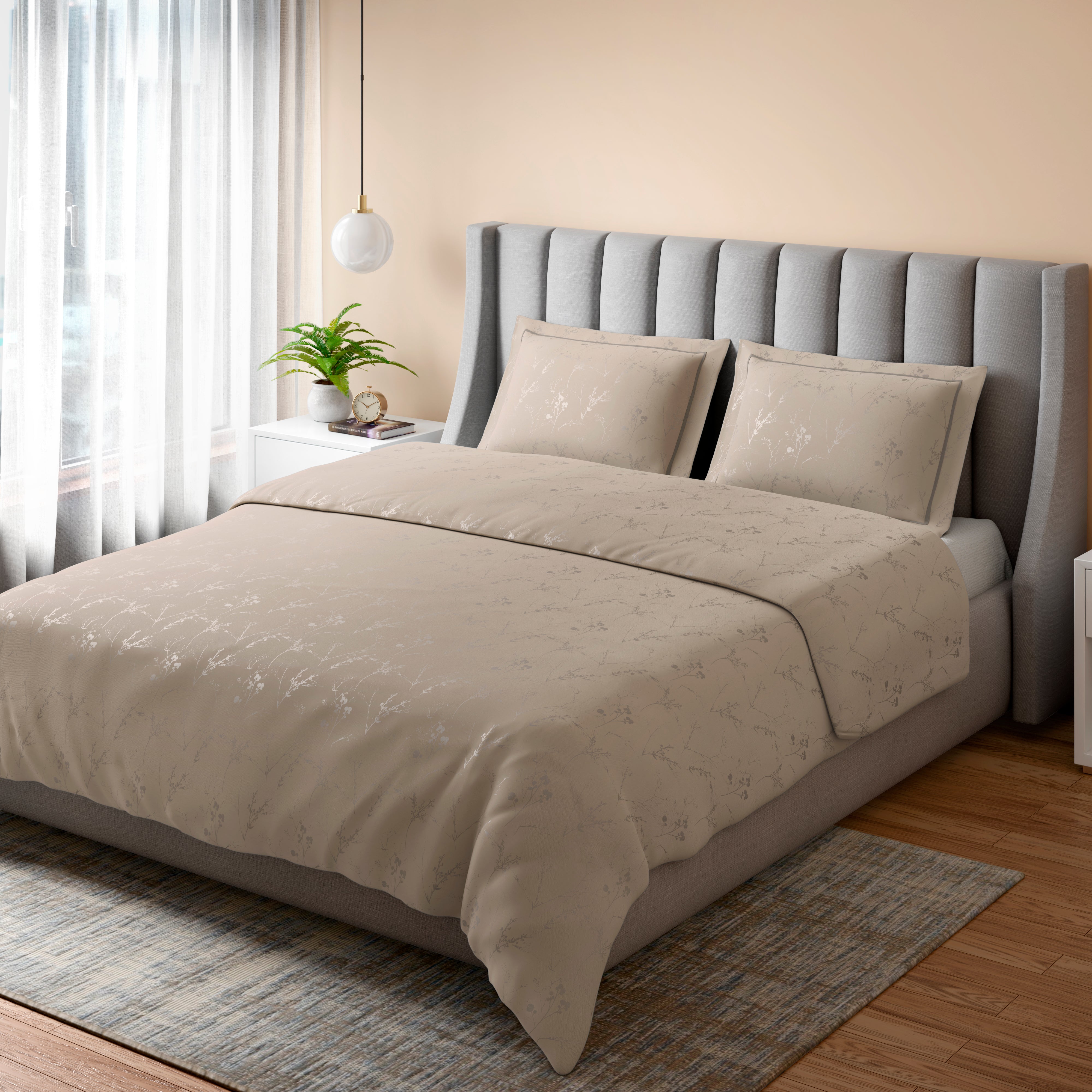 400 TC 100% Cotton Ellara Taupe Bedsheet Set