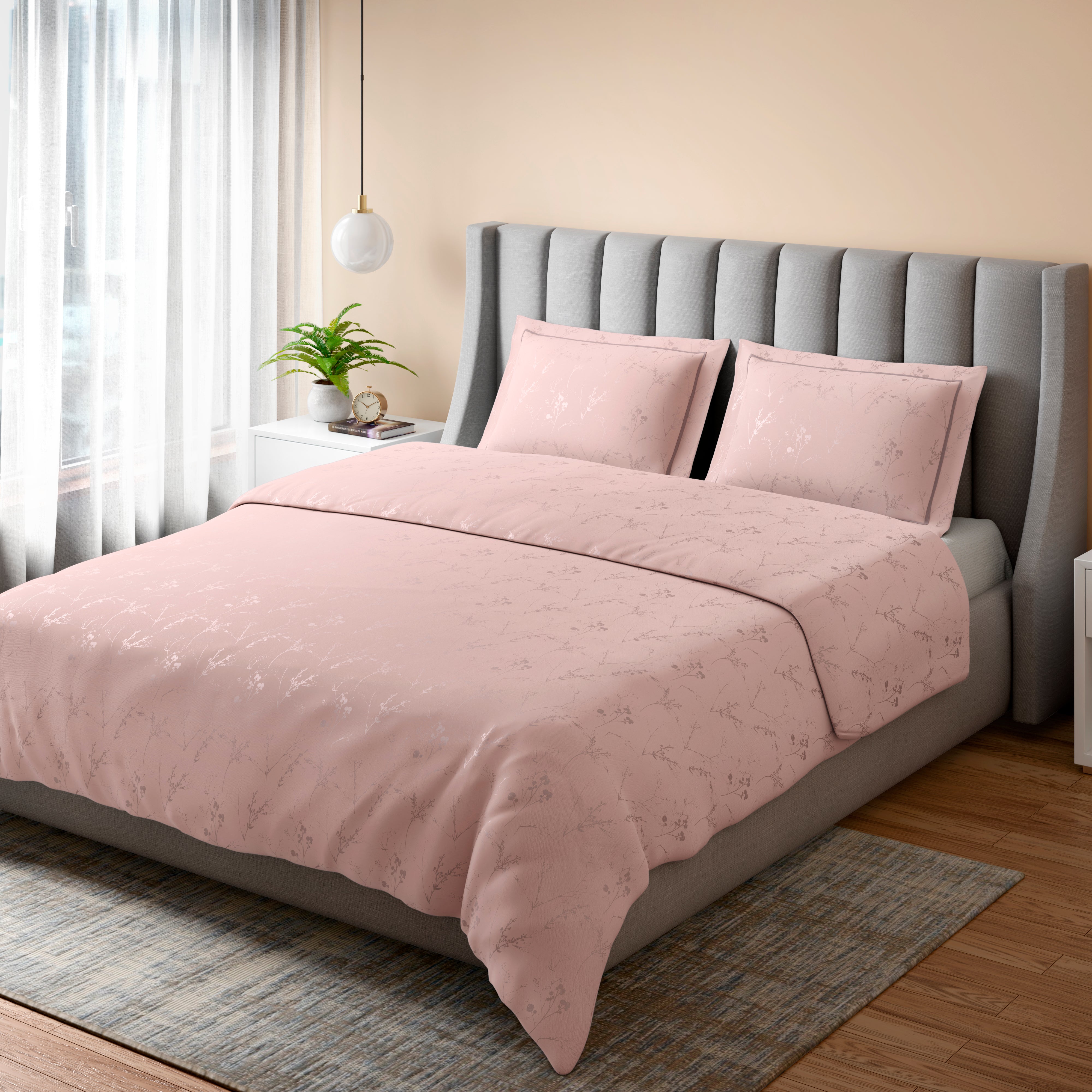 400 TC 100% Cotton Ellara Pink Bedsheet Set
