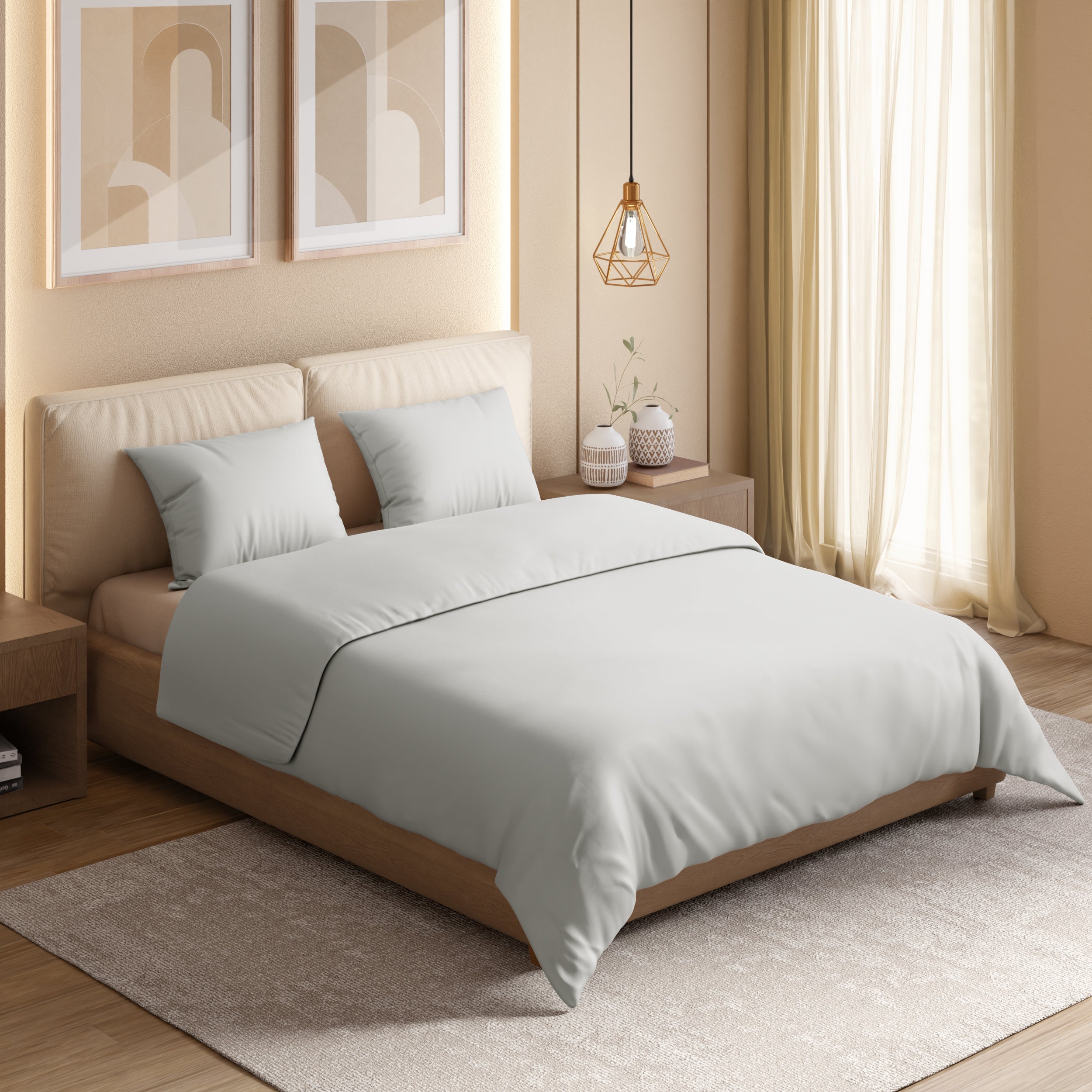 Swaas 100% Pure Cotton 600TC Bedsheet Set - White