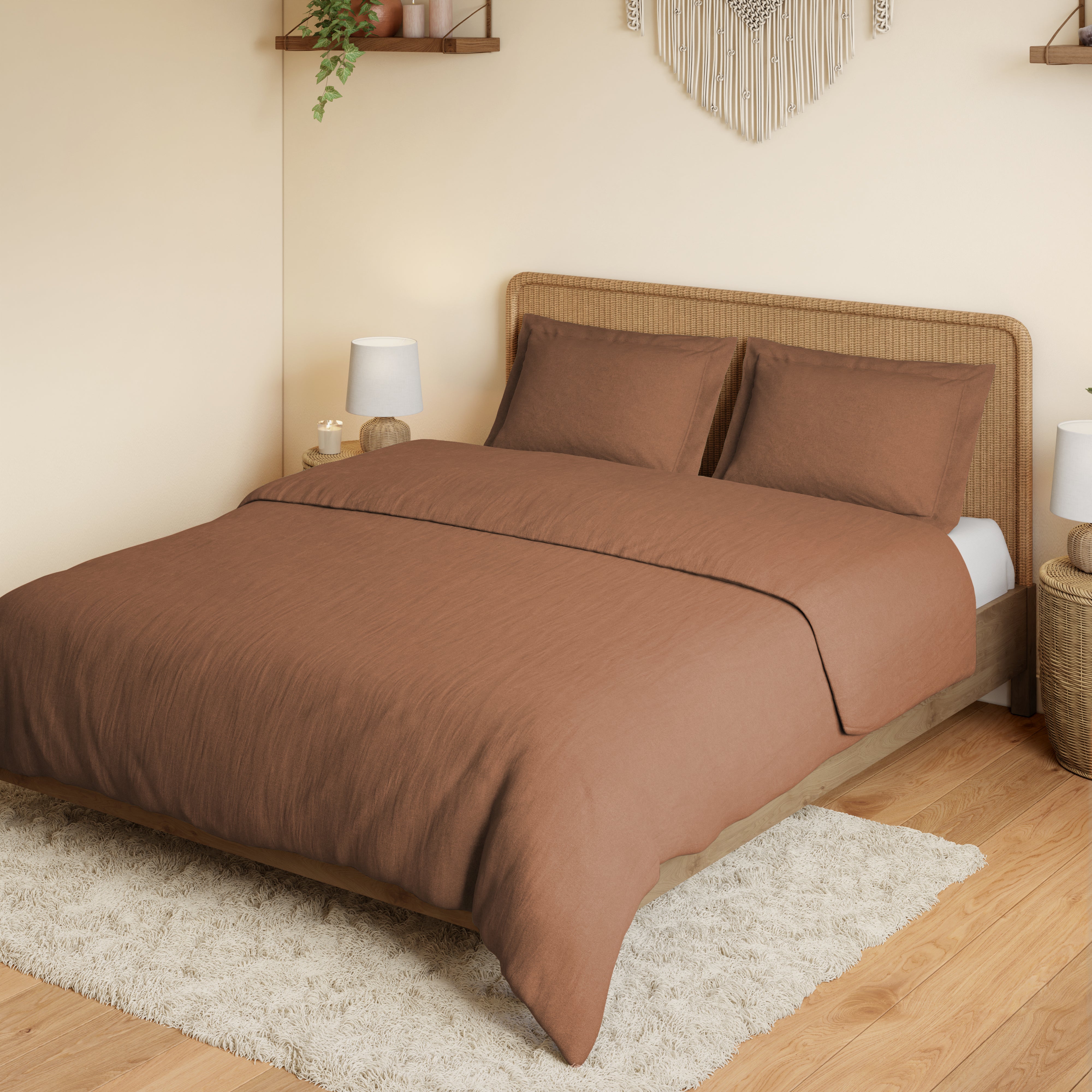 Coca Mocha Linen Cotton Bedsheet Set