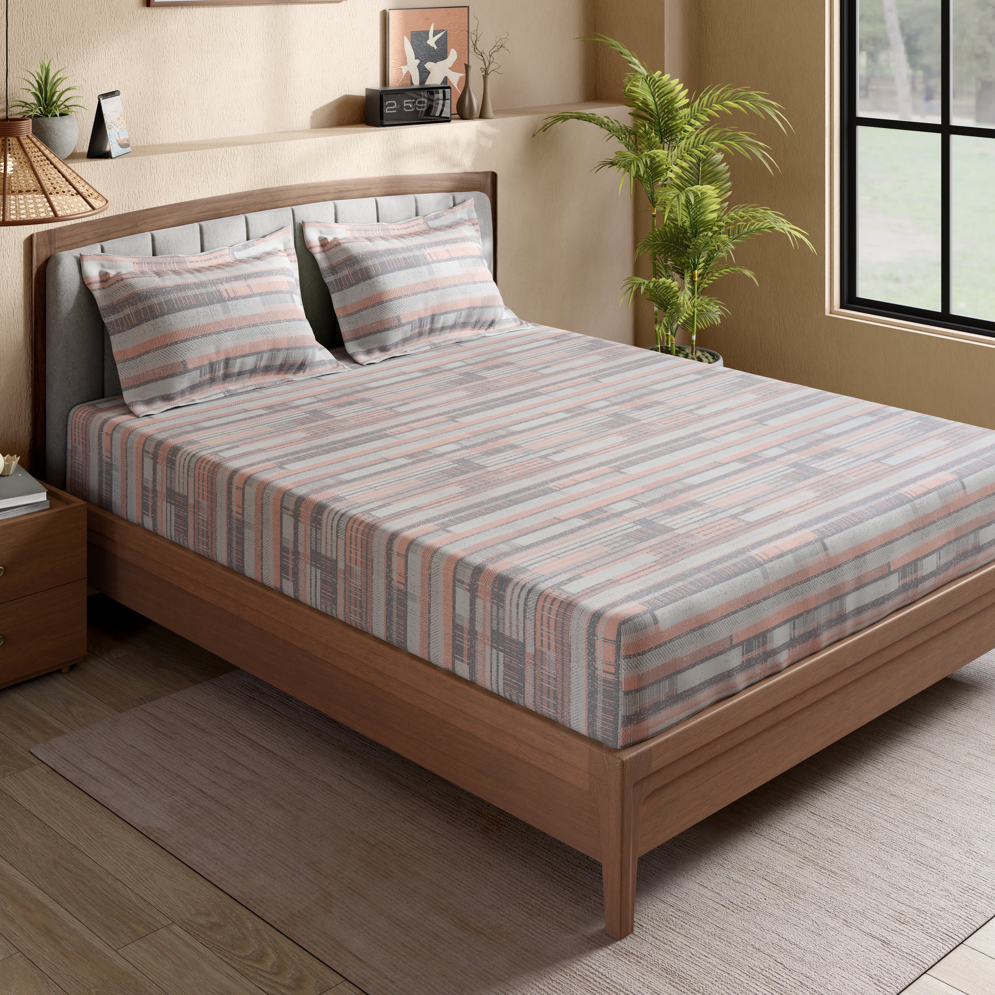 Swaas 100% Pure Cotton Wazo 200 TC Fitted Sheet Set - Slate Grey