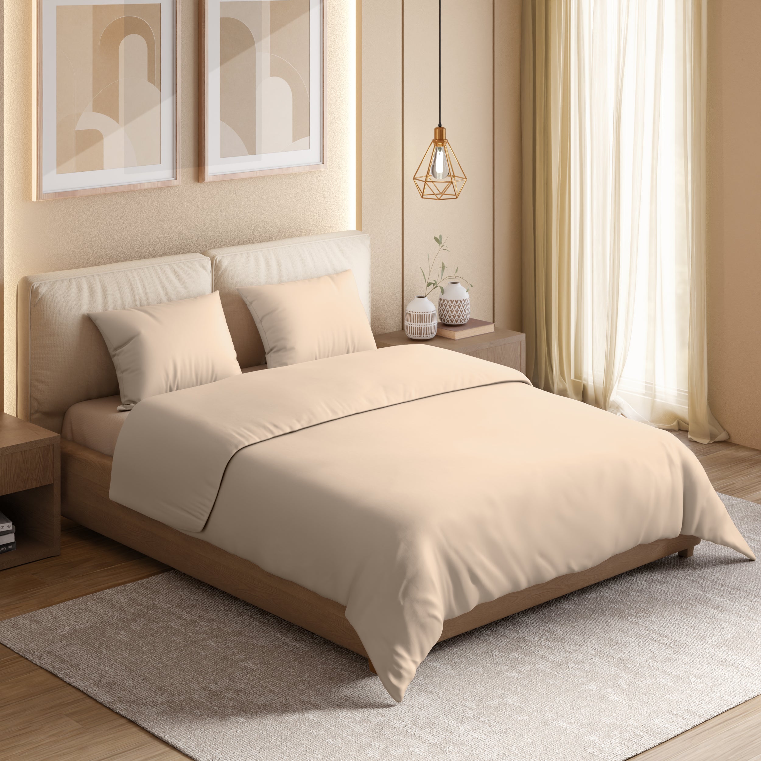 Swaas 100% Pure Cotton 600TC Bedsheet Set - Pale Dogwood