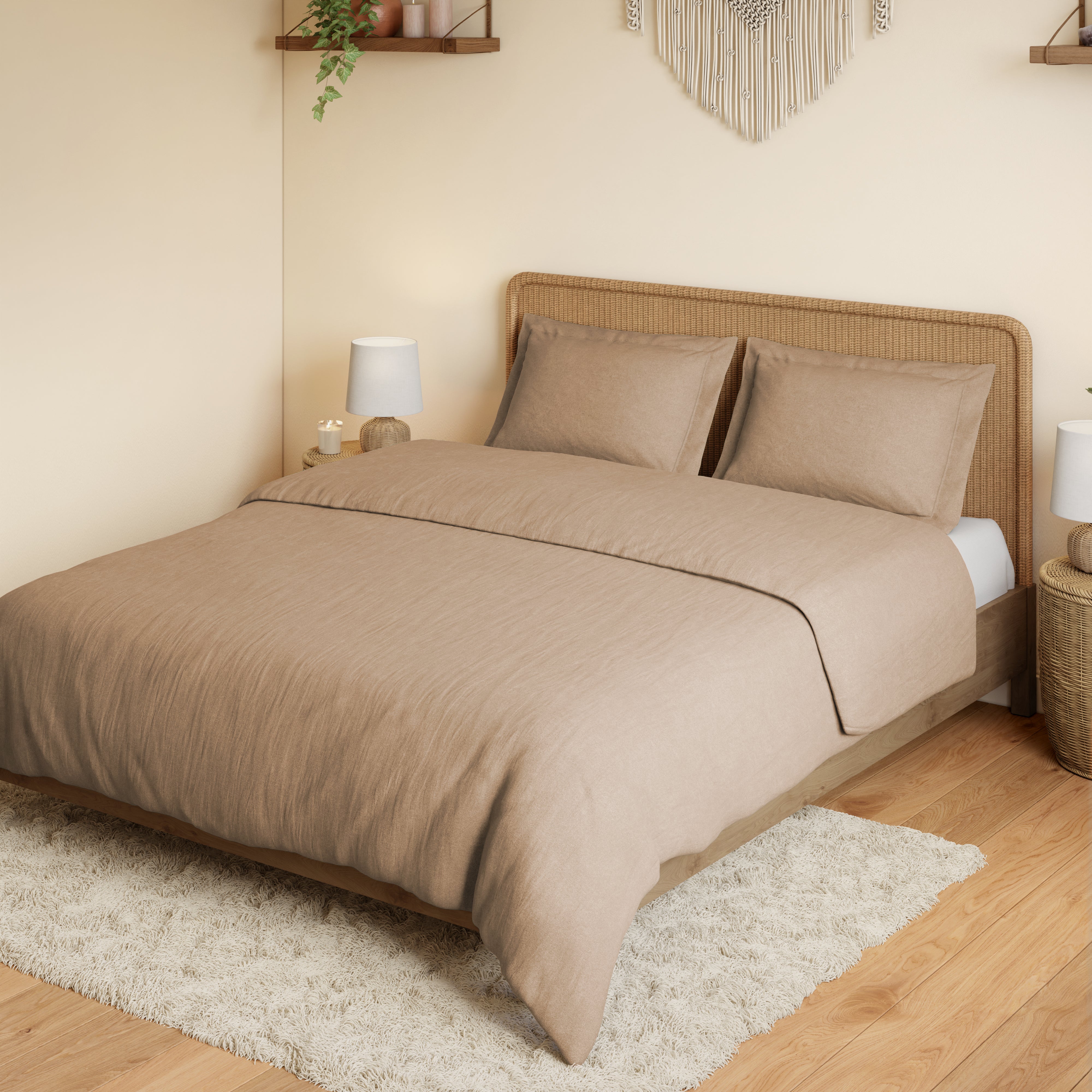 Light Taupe Linen Cotton Bedsheet Set