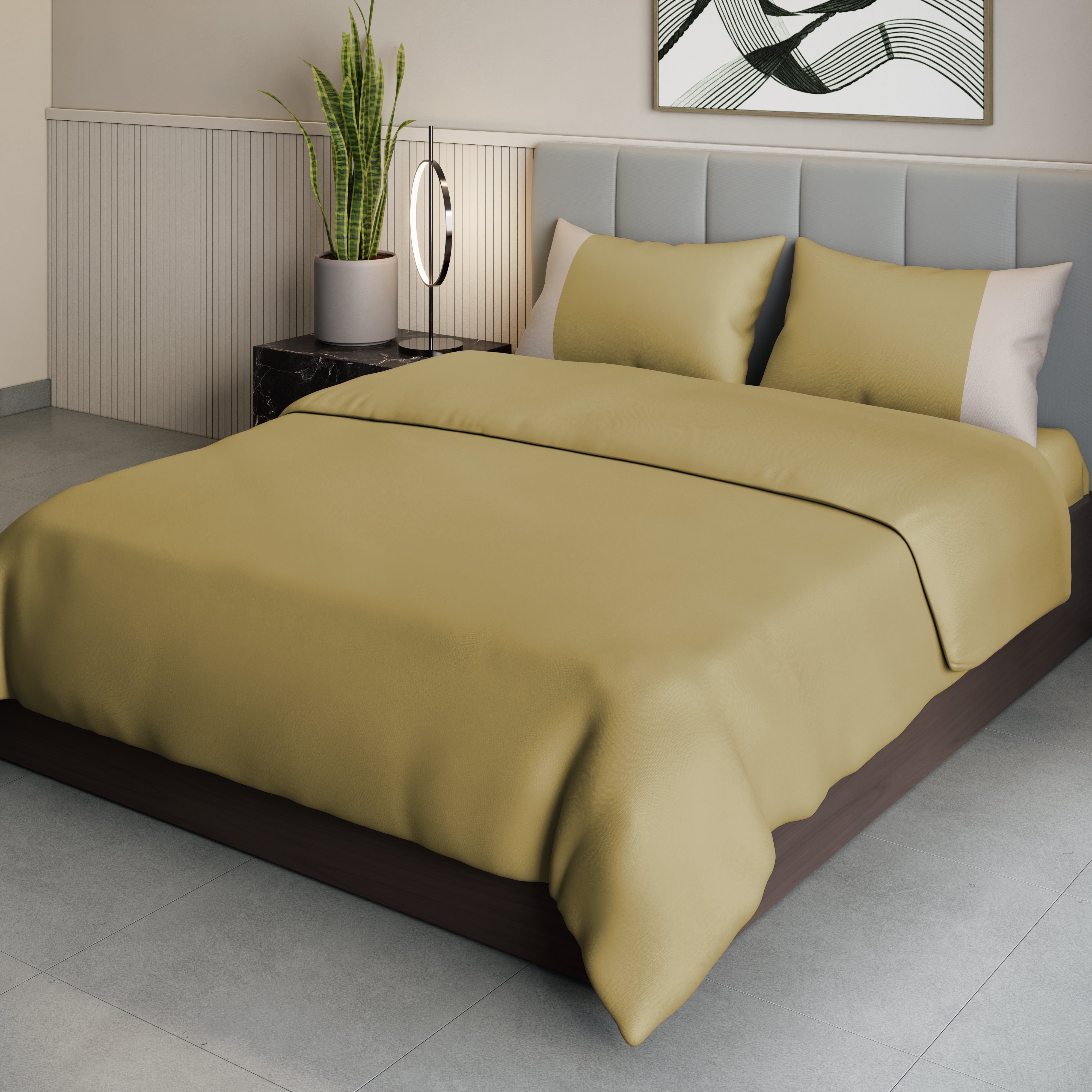 300 TC 100% Cotton - Khaki Bedsheet Set