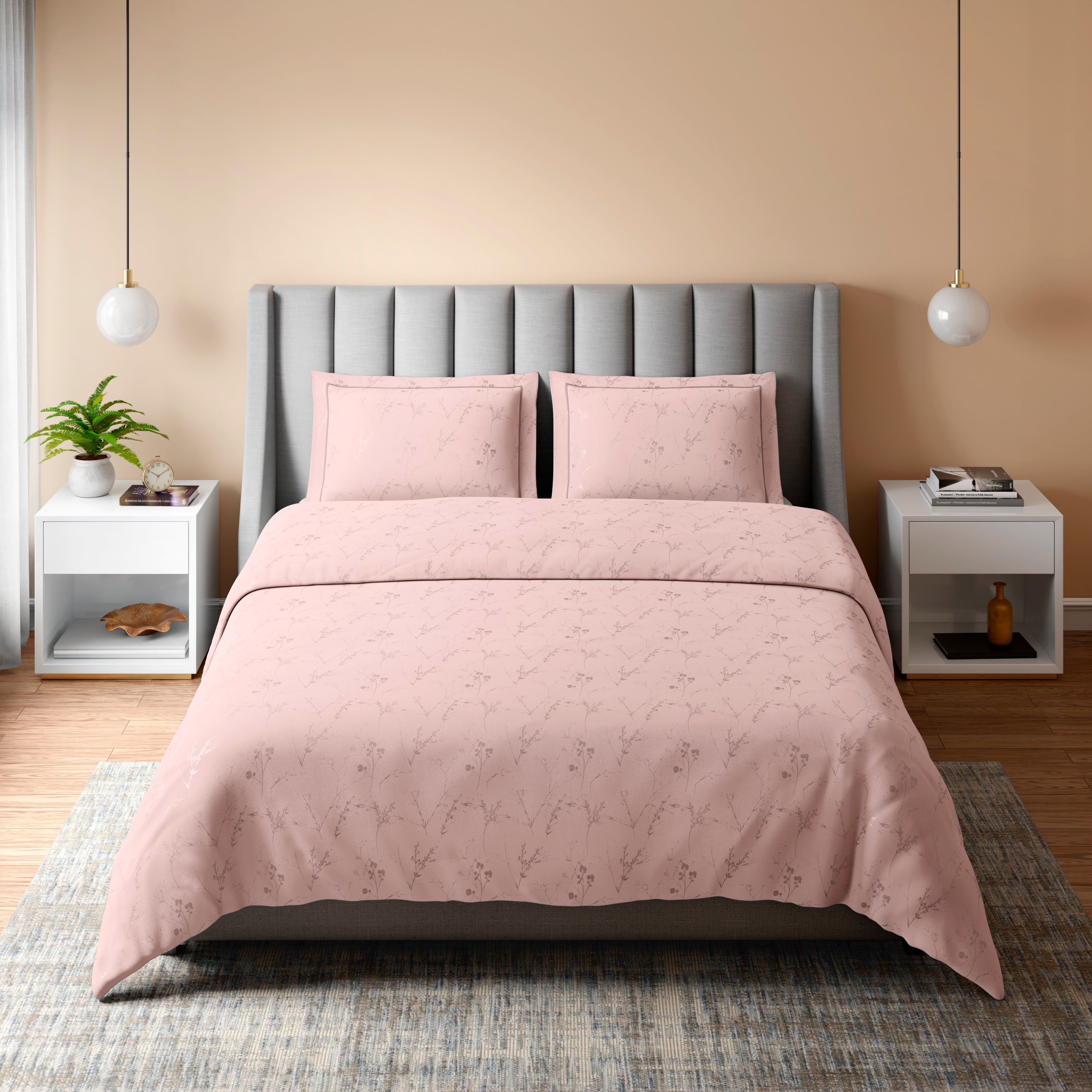400 TC 100% Cotton Ellara Pink Bedsheet Set