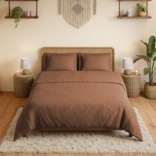 Coca Mocha Linen Cotton Bedsheet Set
