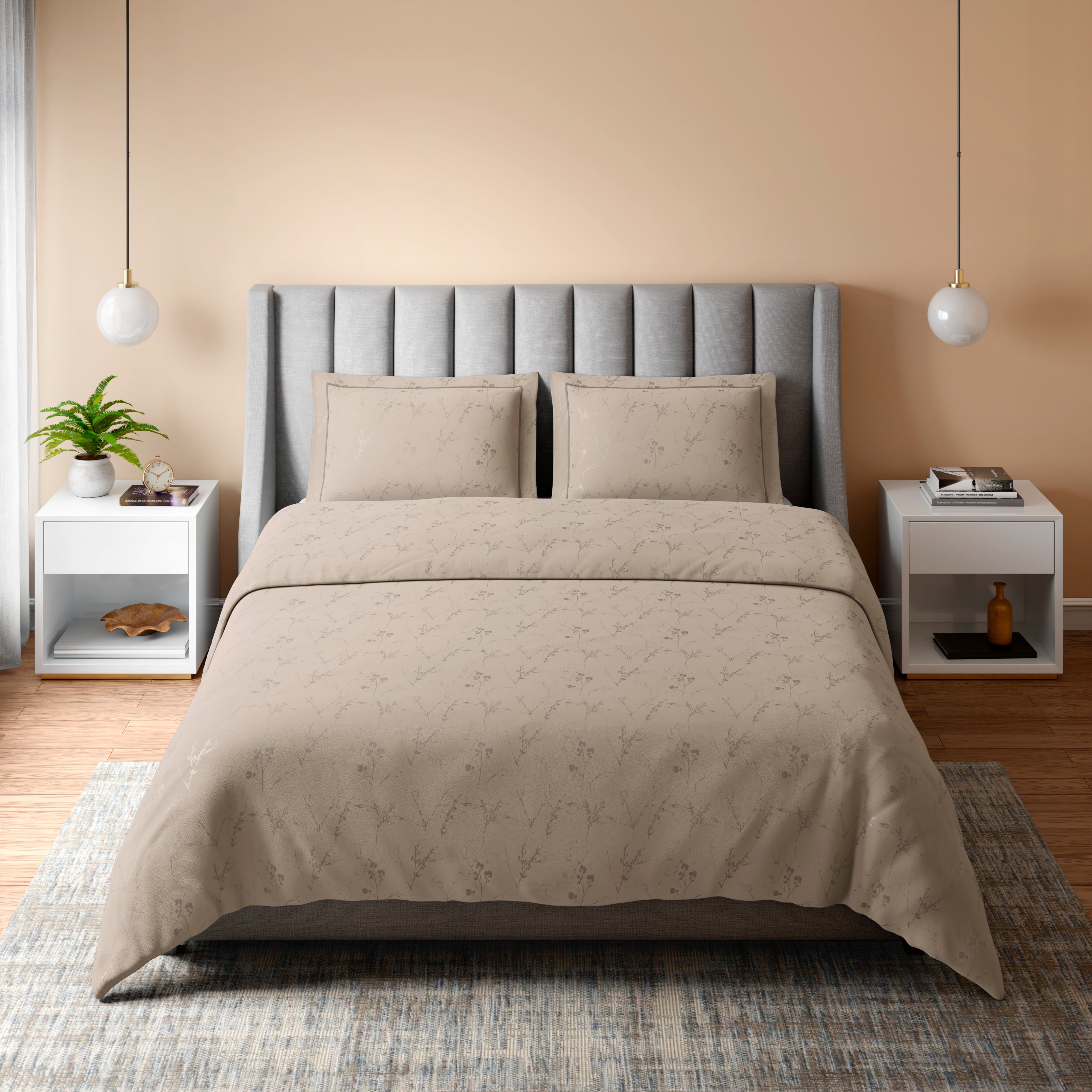 400 TC 100% Cotton Ellara Taupe Bedsheet Set
