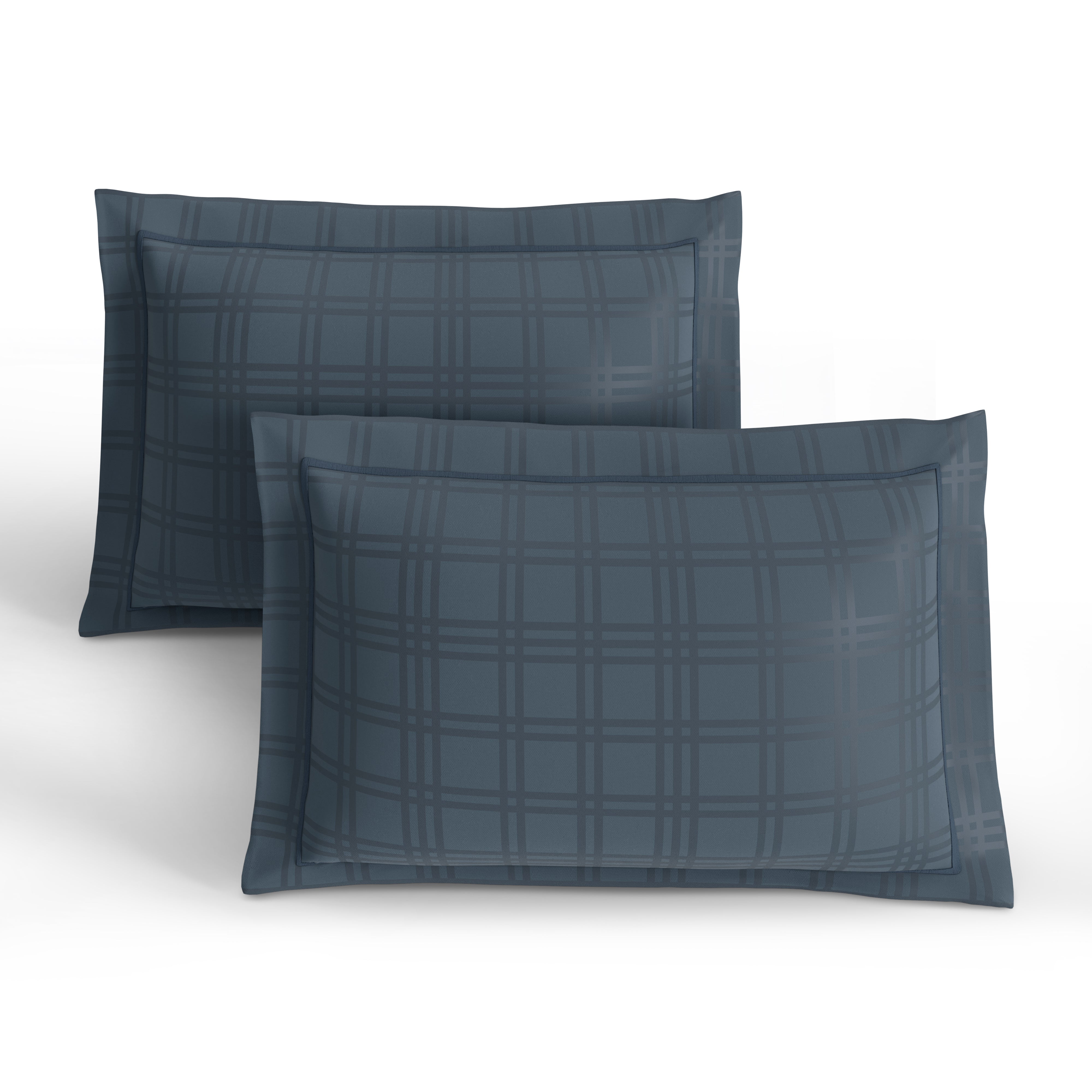 400 TC 100% Cotton Checks Blue Bedsheet Set