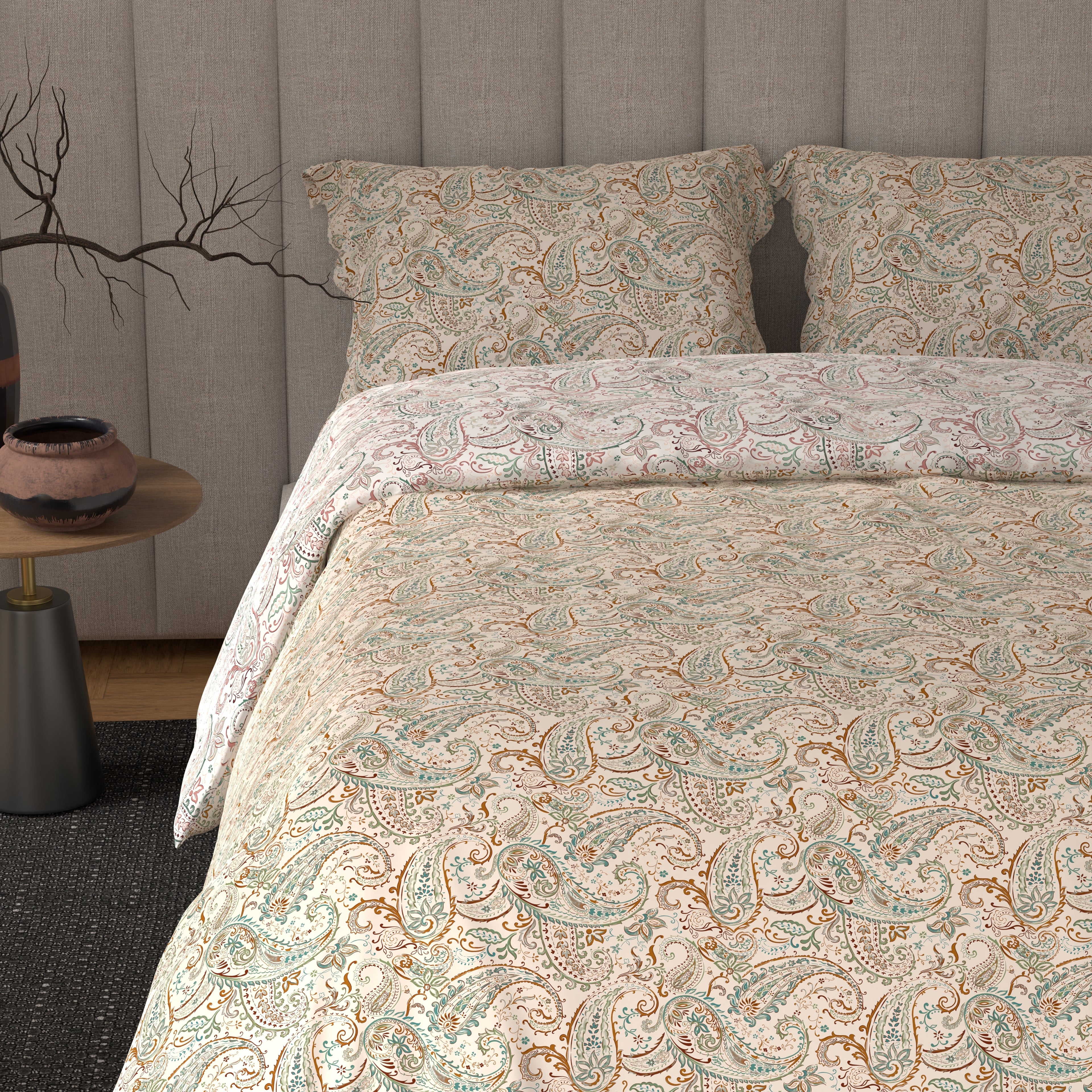 100% Cotton 300 TC Reversible Quilt (250 GSM) - Paisley Paradise