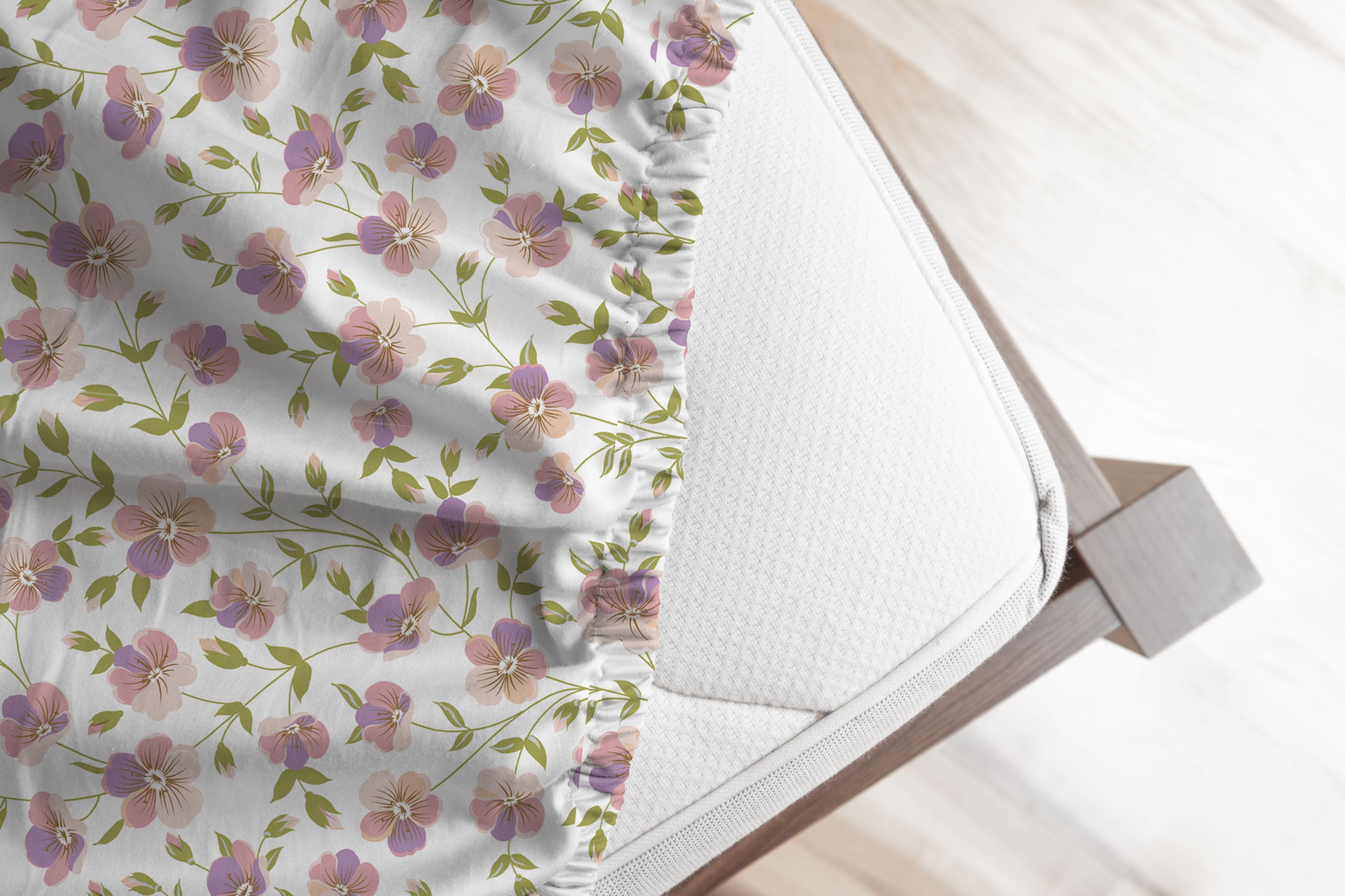 Swaas 100% Pure Cotton Petal Parade 200 TC Fitted Sheet Set