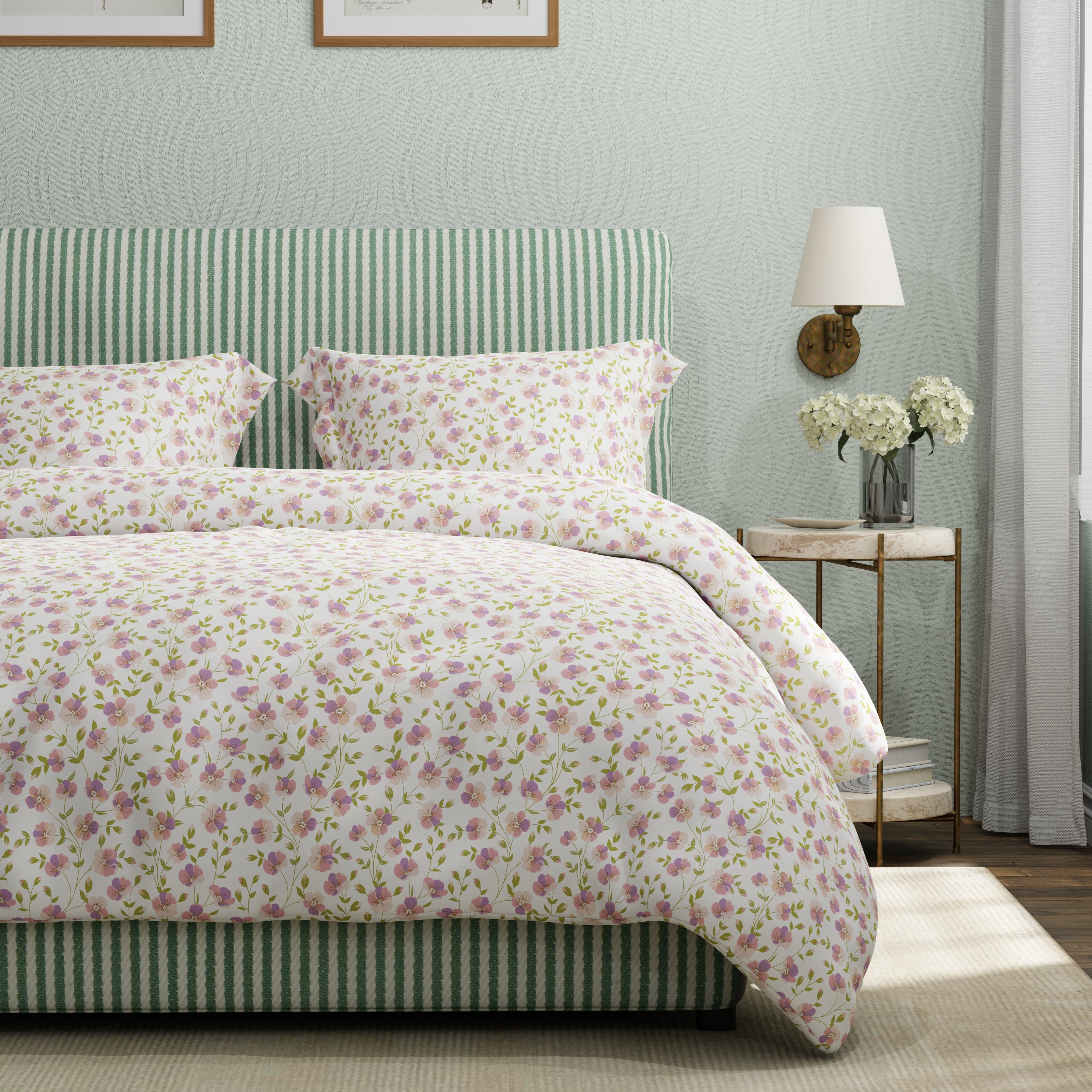 200 TC 100% Pure Cotton Petal Parade Pink Bedsheet Set