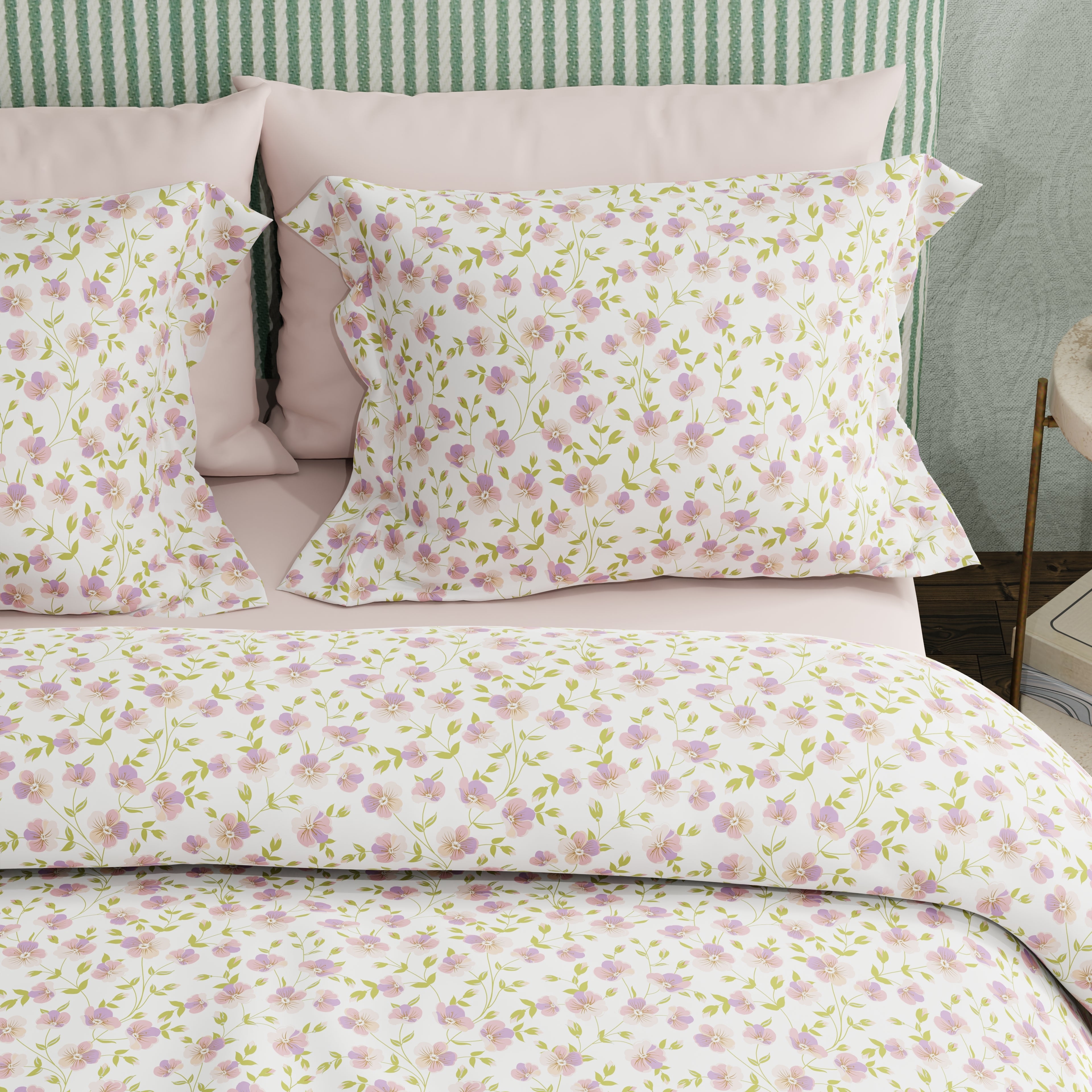 200 TC 100% Pure Cotton Petal Parade Pink Bedsheet Set