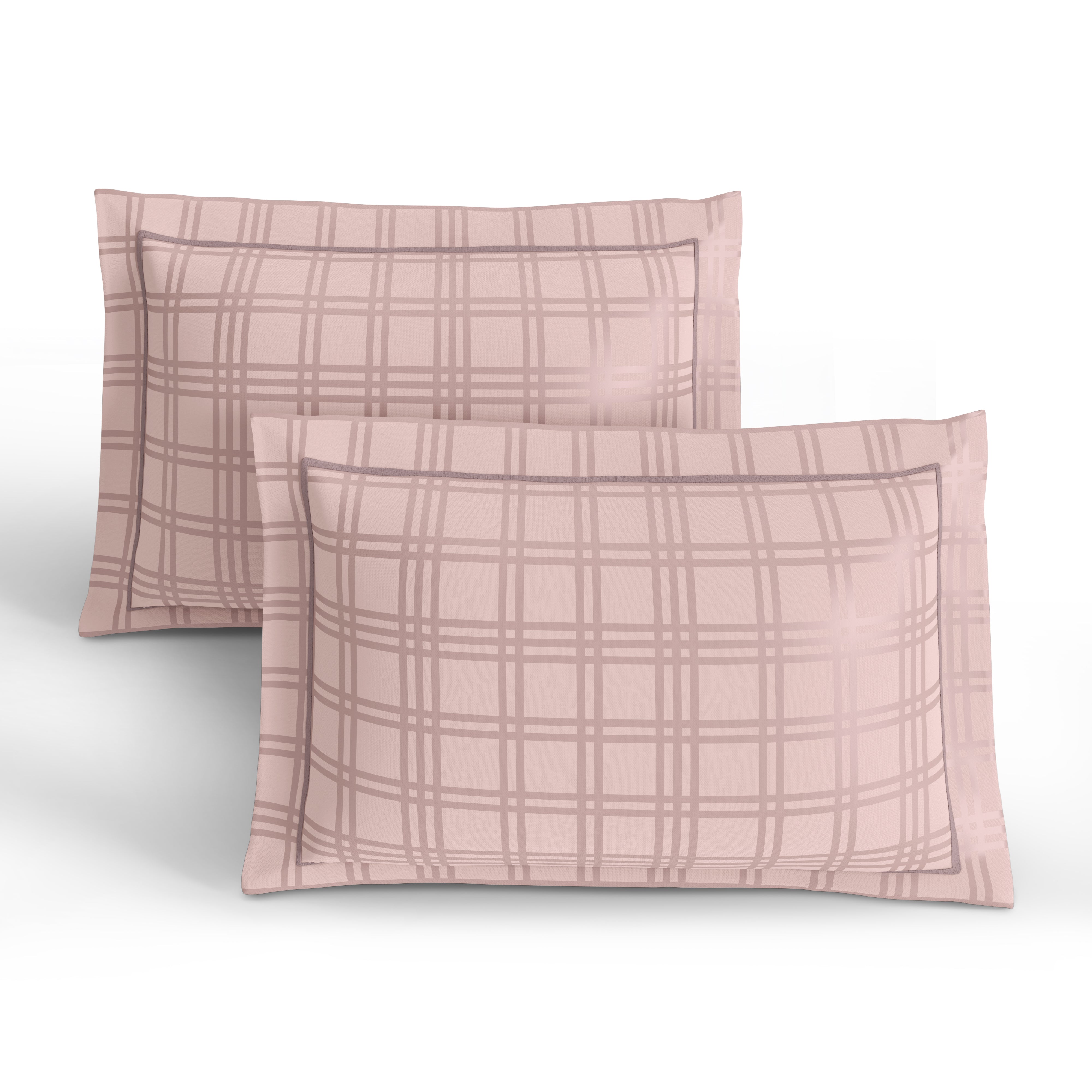 400 TC 100% Cotton Checks Pink Bedsheet Set