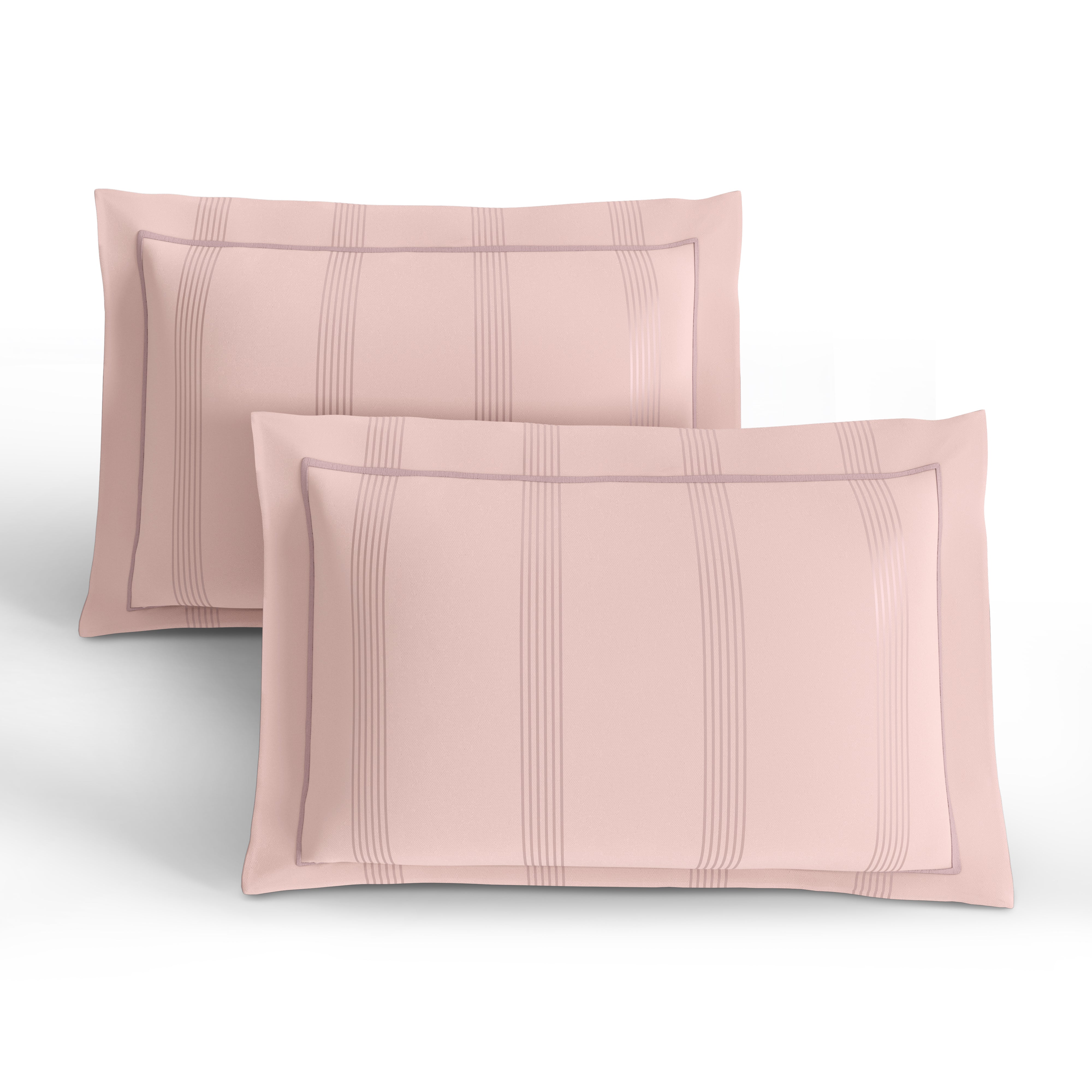 400 TC 100% Cotton Eton Stripes Pink Bedsheet Set