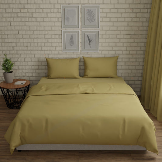 300 TC 100% Cotton Solid Dyed - Khaki Bedsheet Set