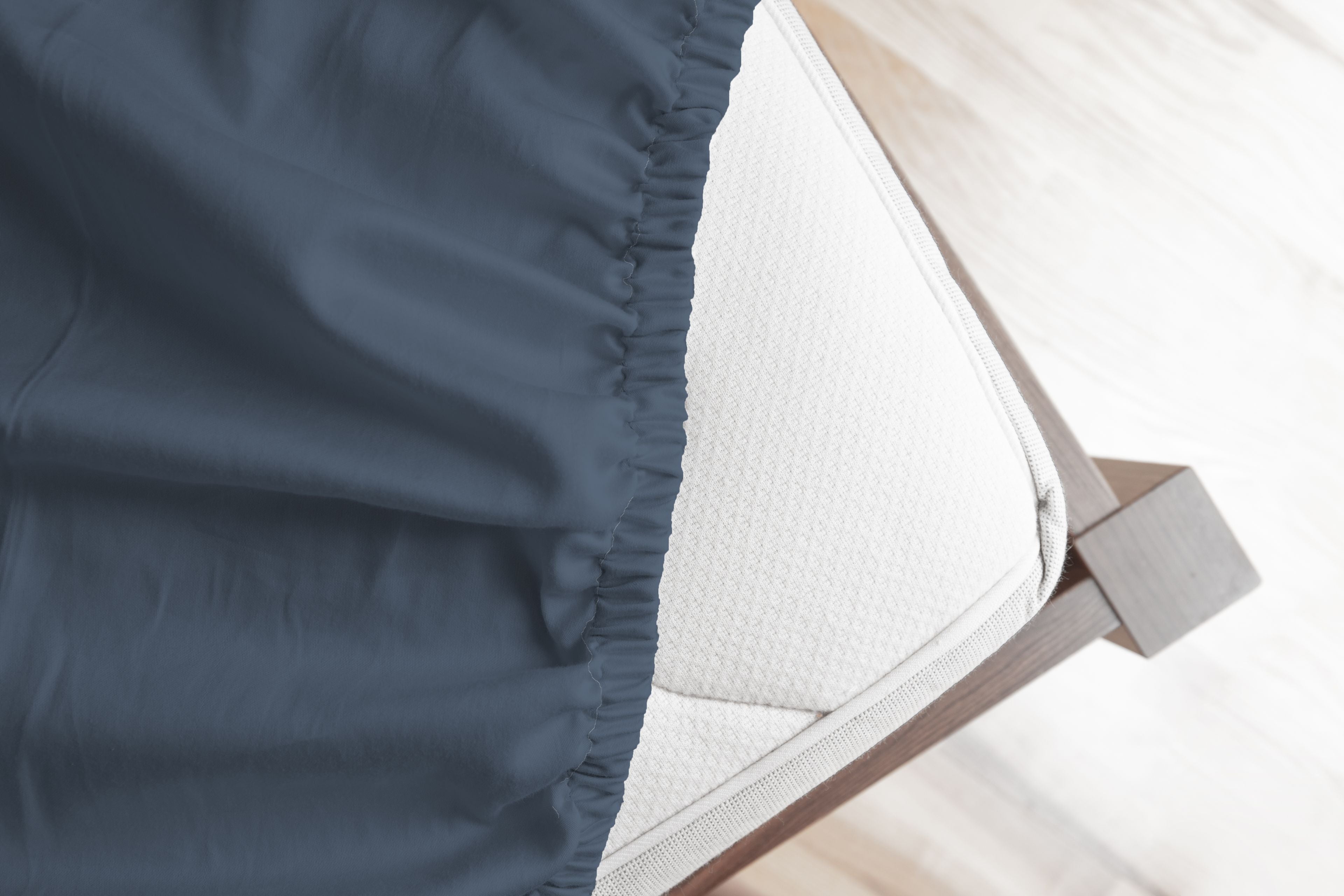 100% Cotton Jersey Fitted Sheet Set - Blue Indigo