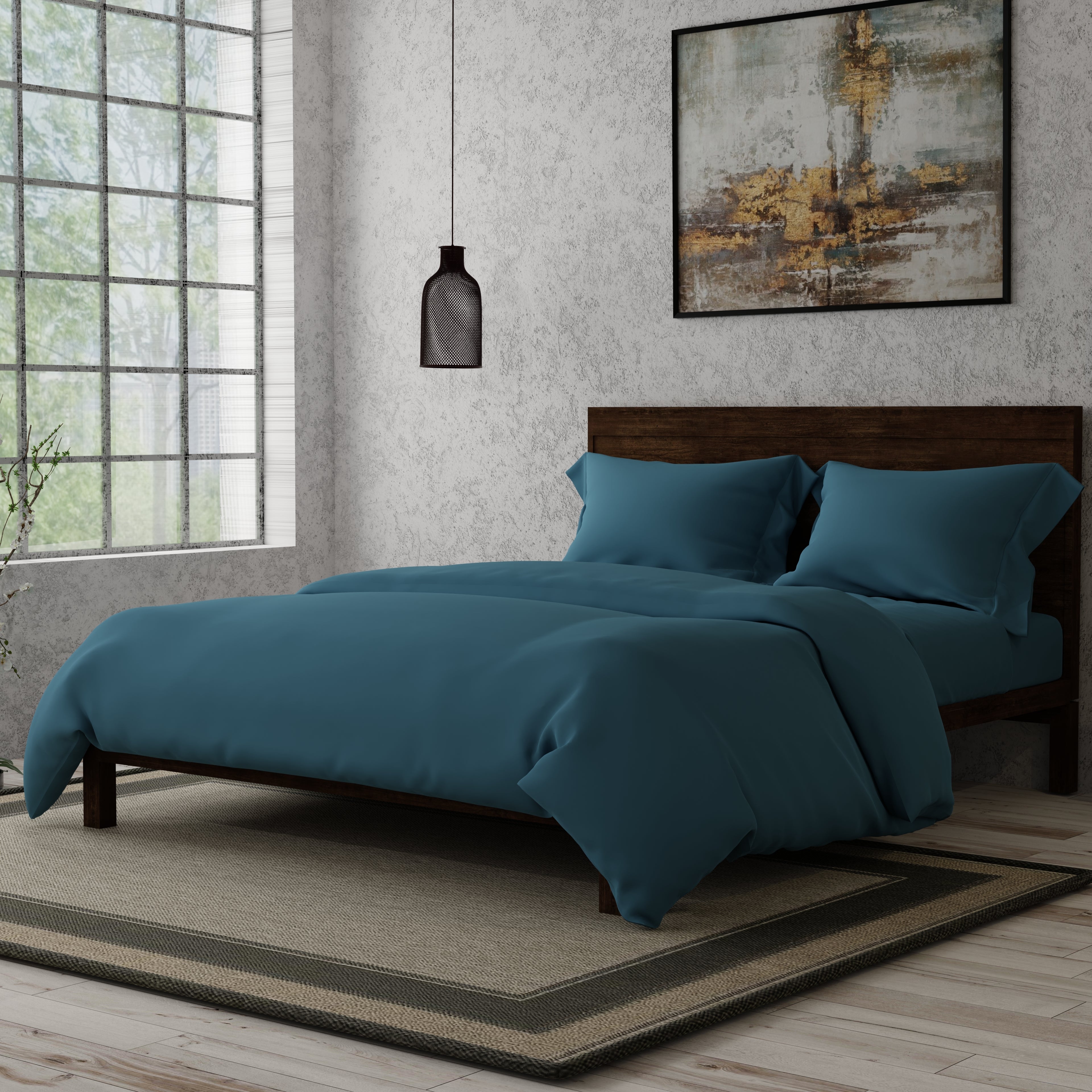 Swaas Organic 100% Pure Cotton Solid Dyed - Blue Bedsheet Set