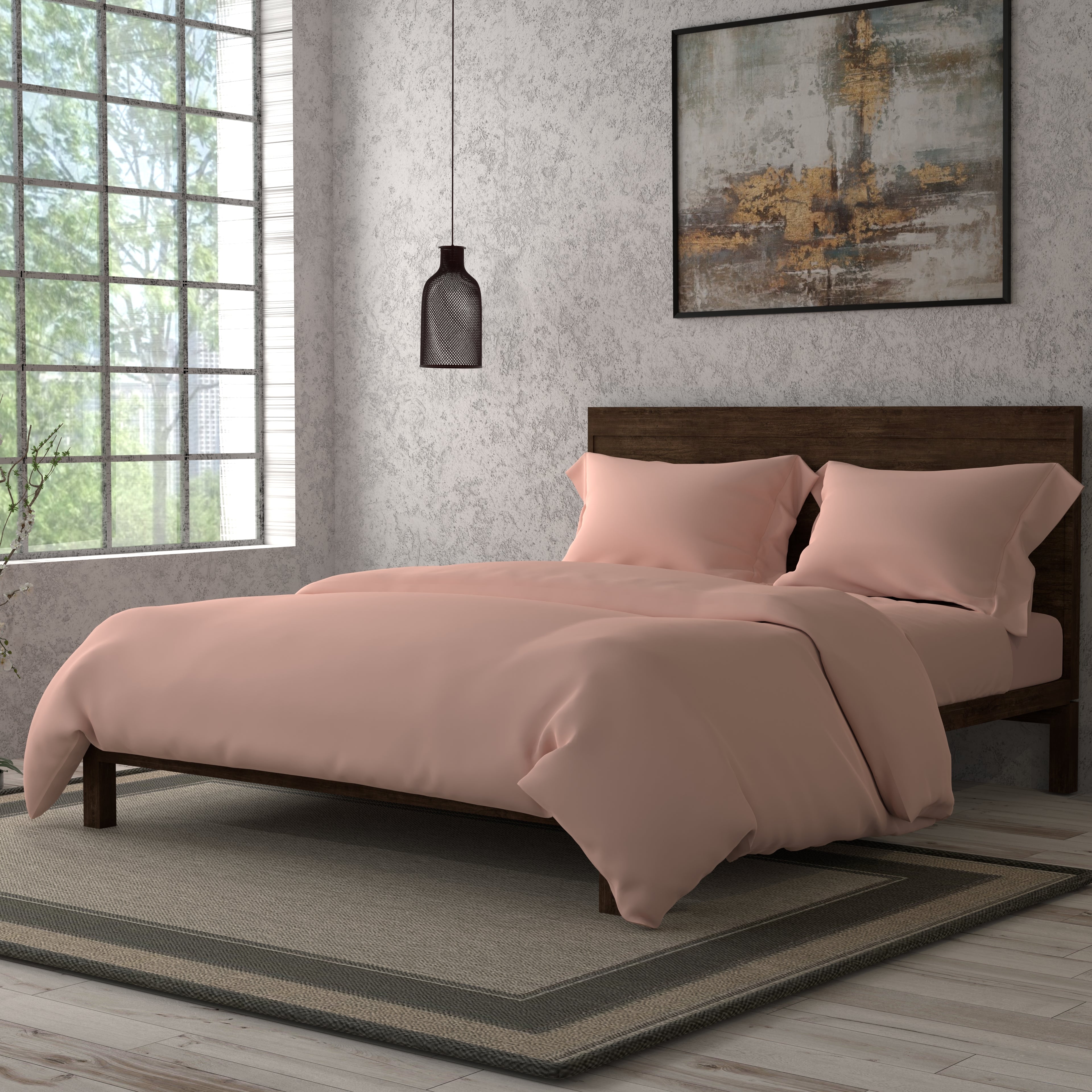 Swaas 100% Organic Cotton Solid Dyed - Pink Bedsheet Set