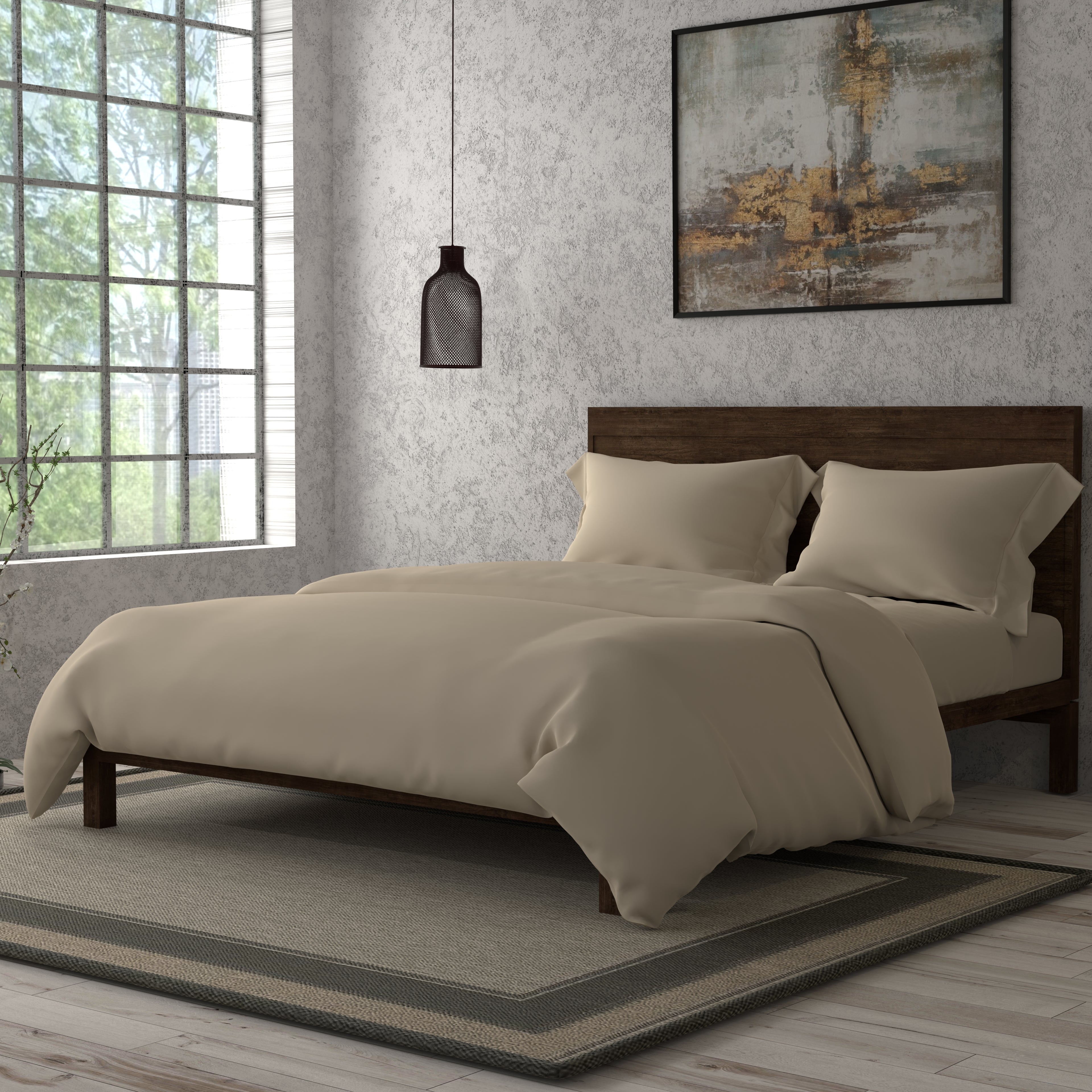Swaas 100% Organic Cotton Solid Dyed - Taupe Bedsheet Set